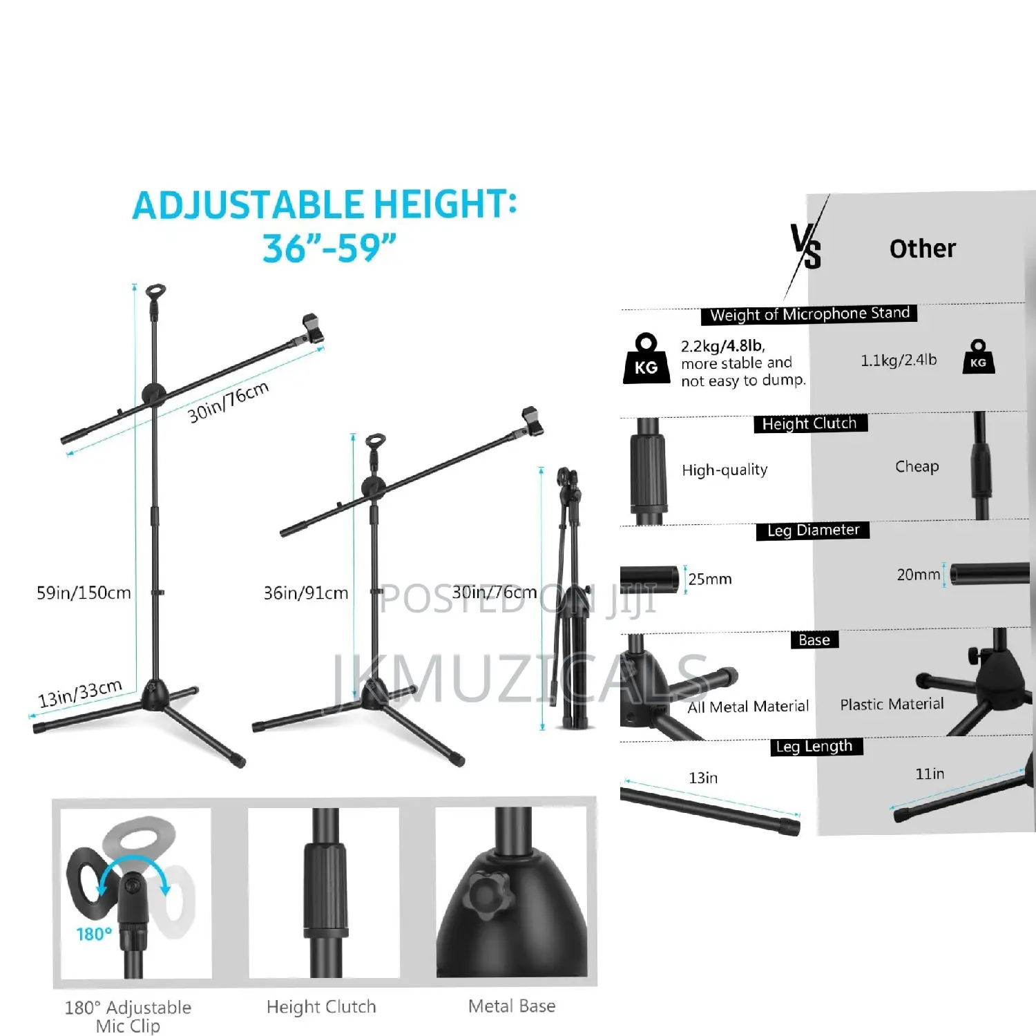 Jac Microphone Stand _ Tripod Mic Stand _ Boom Mic Holder