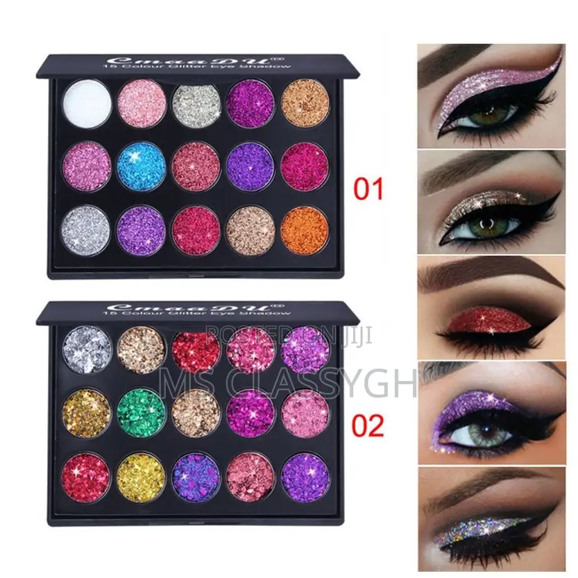 15 Colors Glister Shimmer Eyeshadow Makeup Palette, W