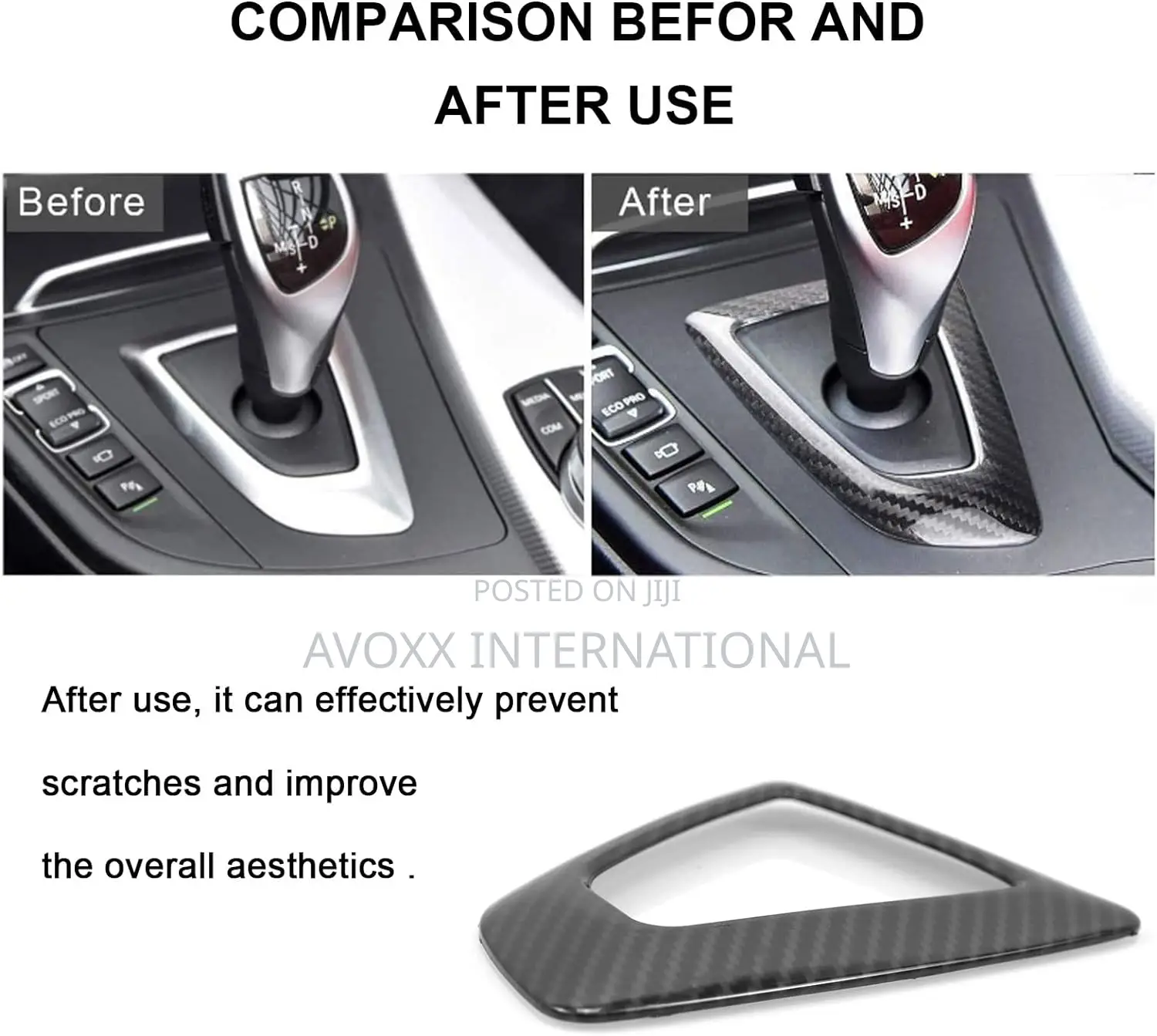 RYANSTA RACING Carbon Fiber Gear Shift Knob Panel Frame Trim