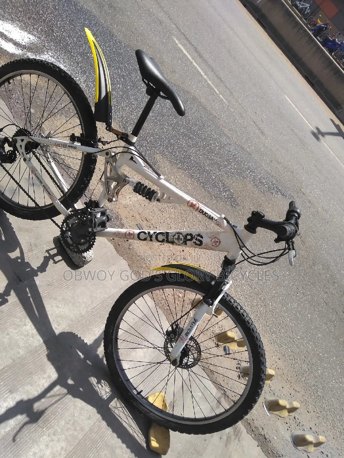 White Double Shocks Bicycle