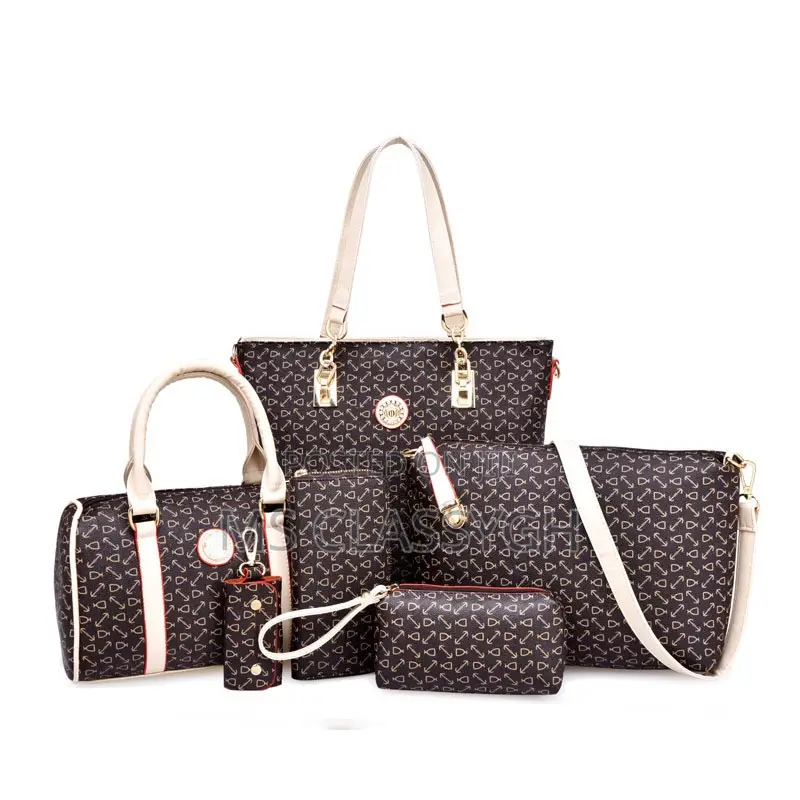 6pcs/Set Fashion Women Hand Bag Pu Leather Purse Bags Large