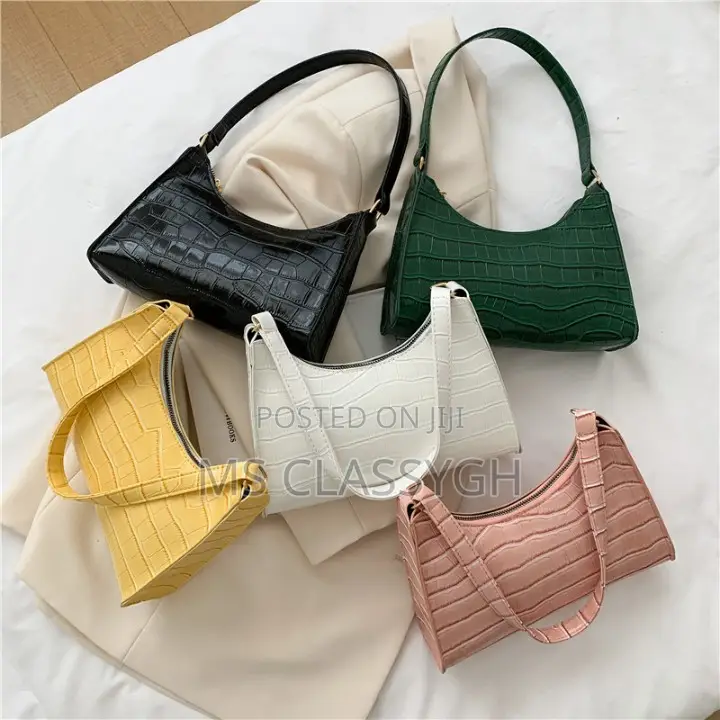 Vintage Crocodile Stripe Handbag Solid Color Retro Casual Ve