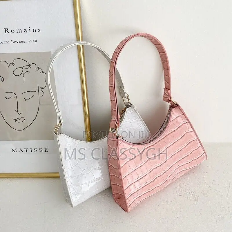 Vintage Crocodile Stripe Handbag Solid Color Retro Casual Ve