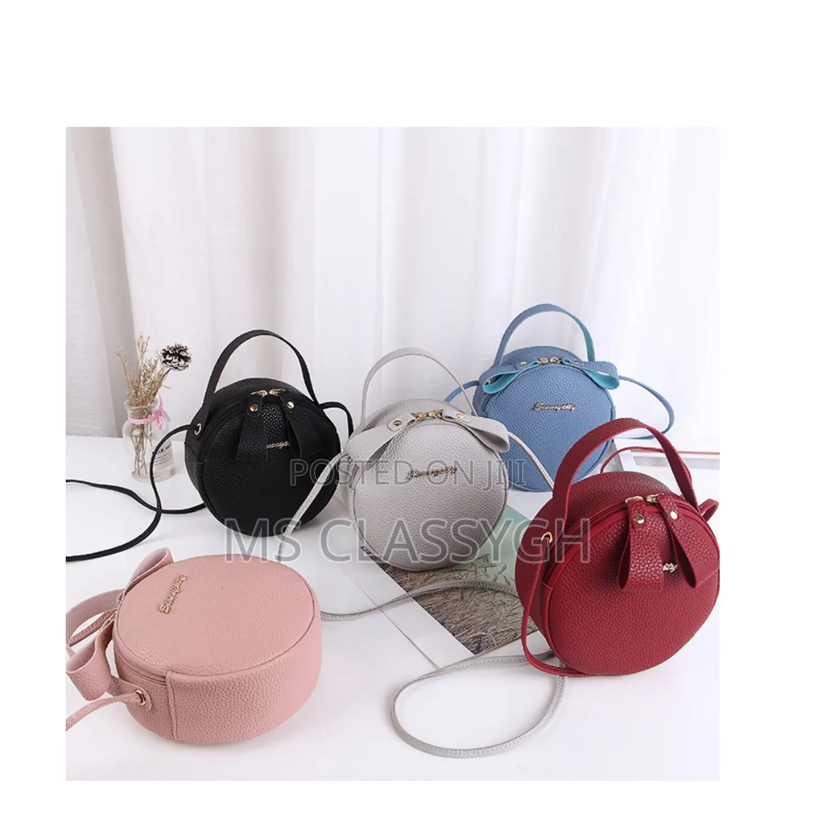Sequins Leather Rounded Crossbody Handbag