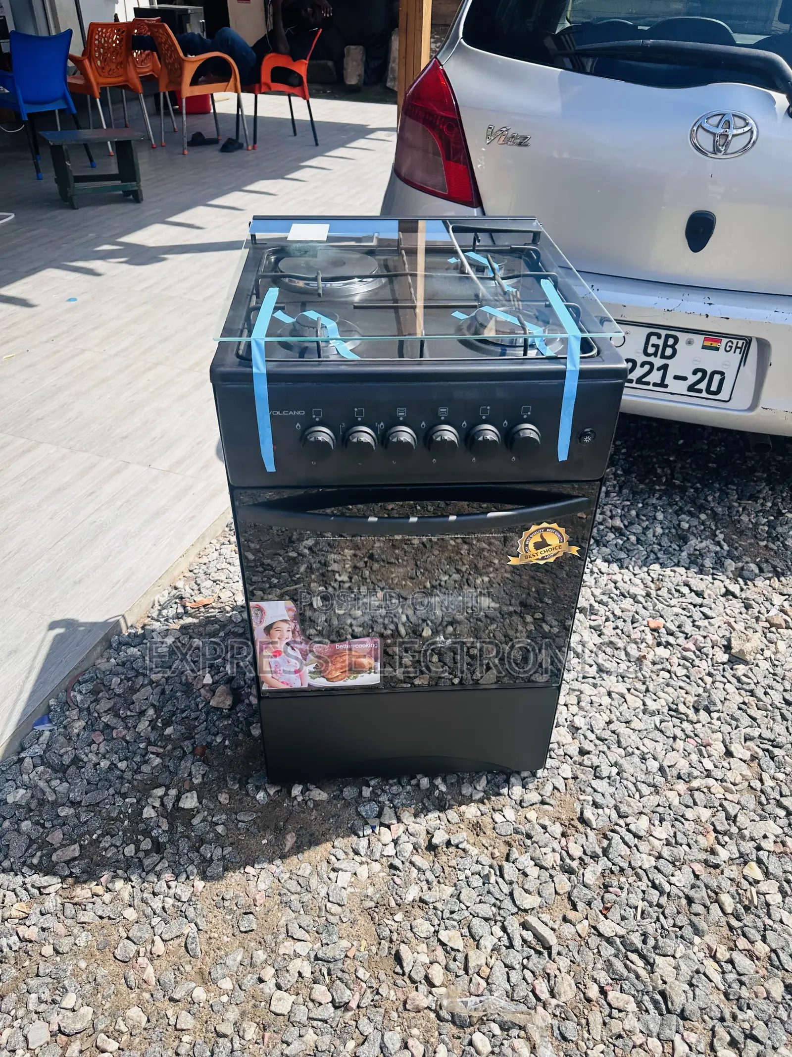 Black 3-1 Gas Electric Stove Oven Grill 50/50 Volcano