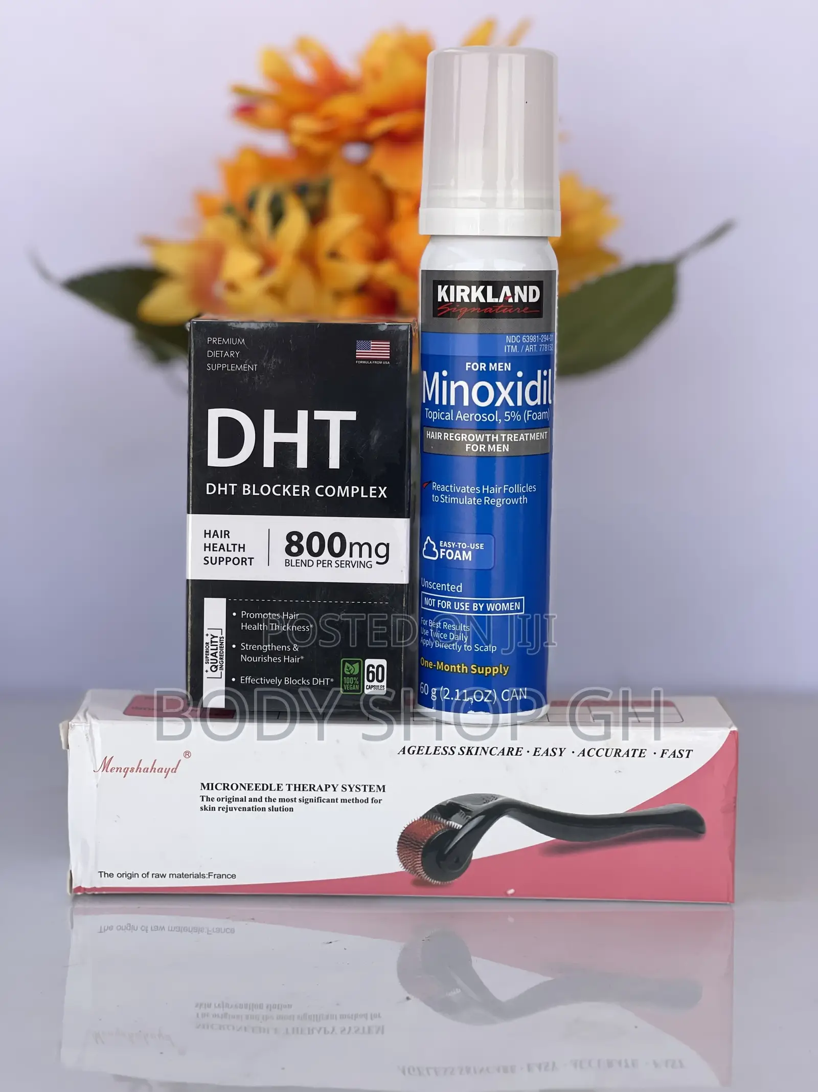 For Hairline- DHT Blocker + Kirkland Minoxidil Foam + Roller