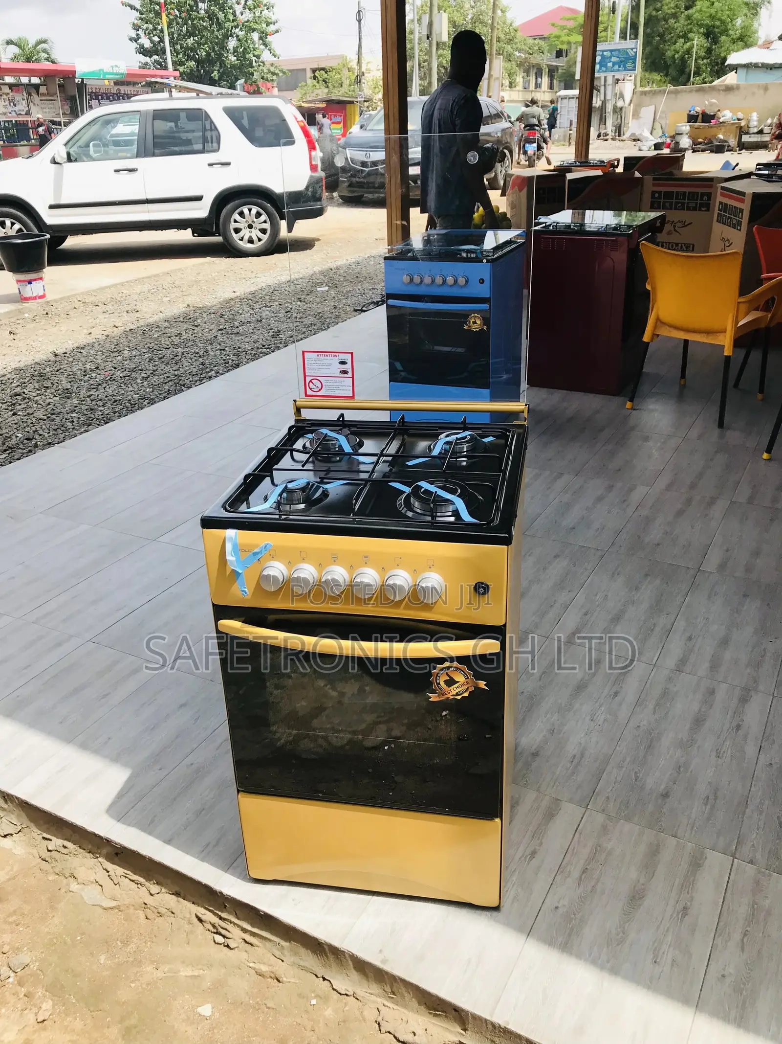 Oven With Grill 4 Gas Cooker 50x50 Yellow Glass Lid