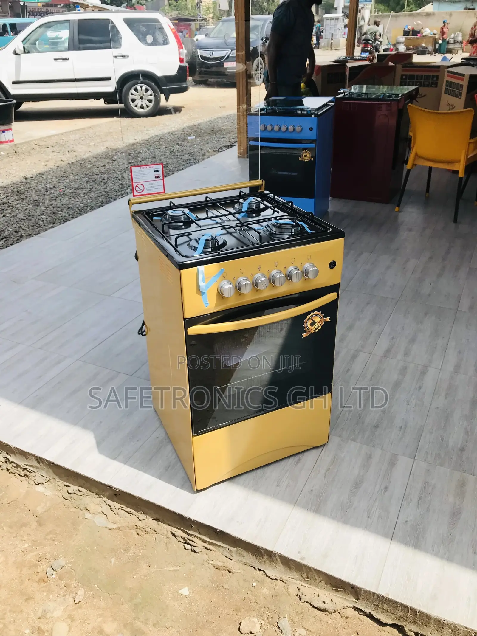 50x50 Oven With Grill Volcano Glass Lid Yellow 4 Gas Cooker