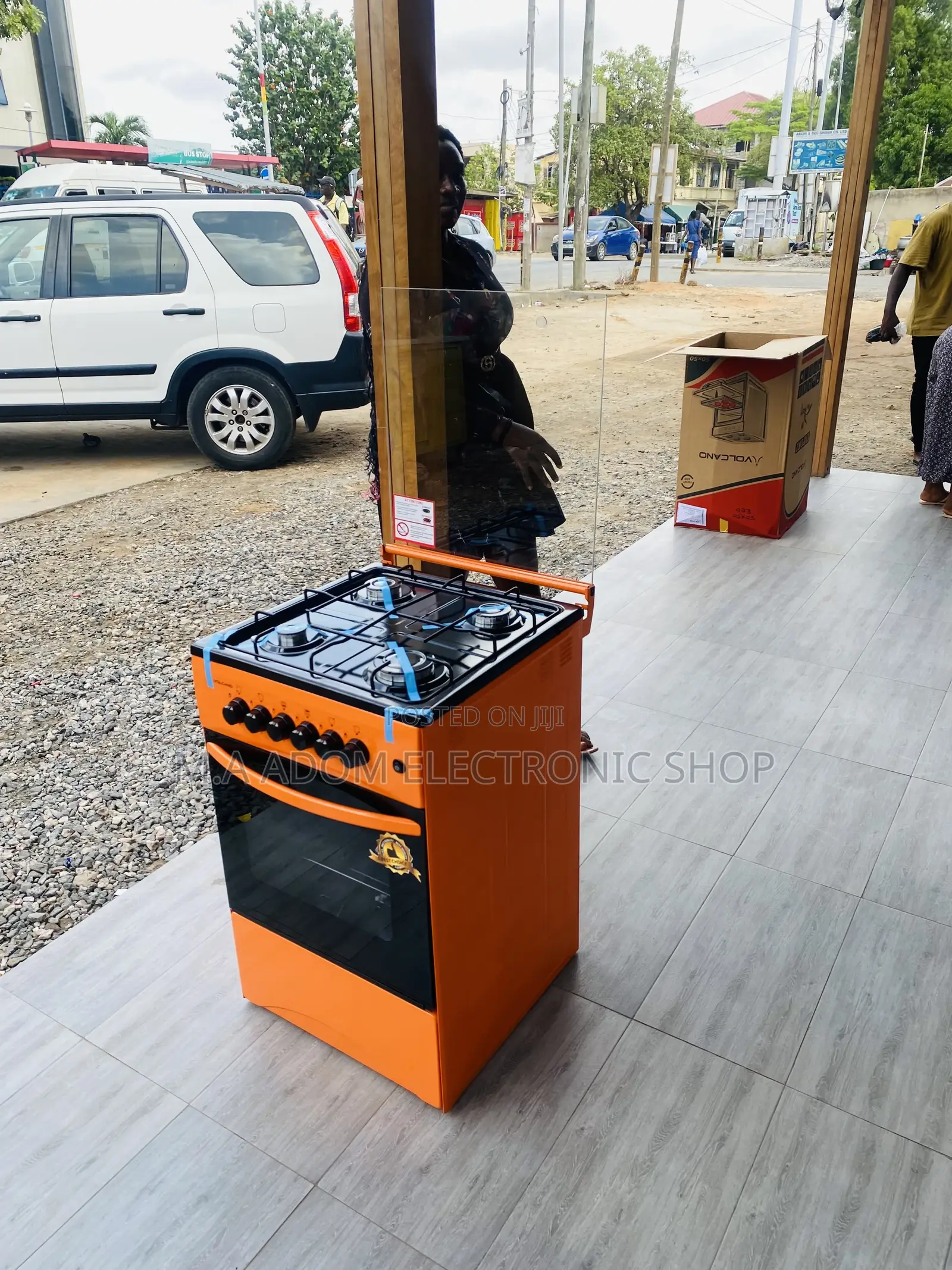 Sleek Design Volcano 50x50 4 Gas Burner With Oven(Orange).