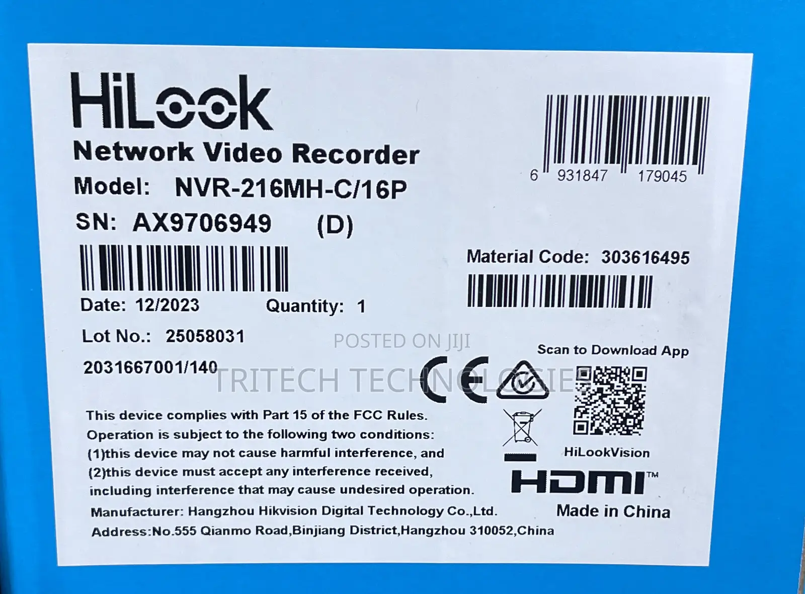 Hilook NVR-216mh-C/16p 16ch NVR With Poe