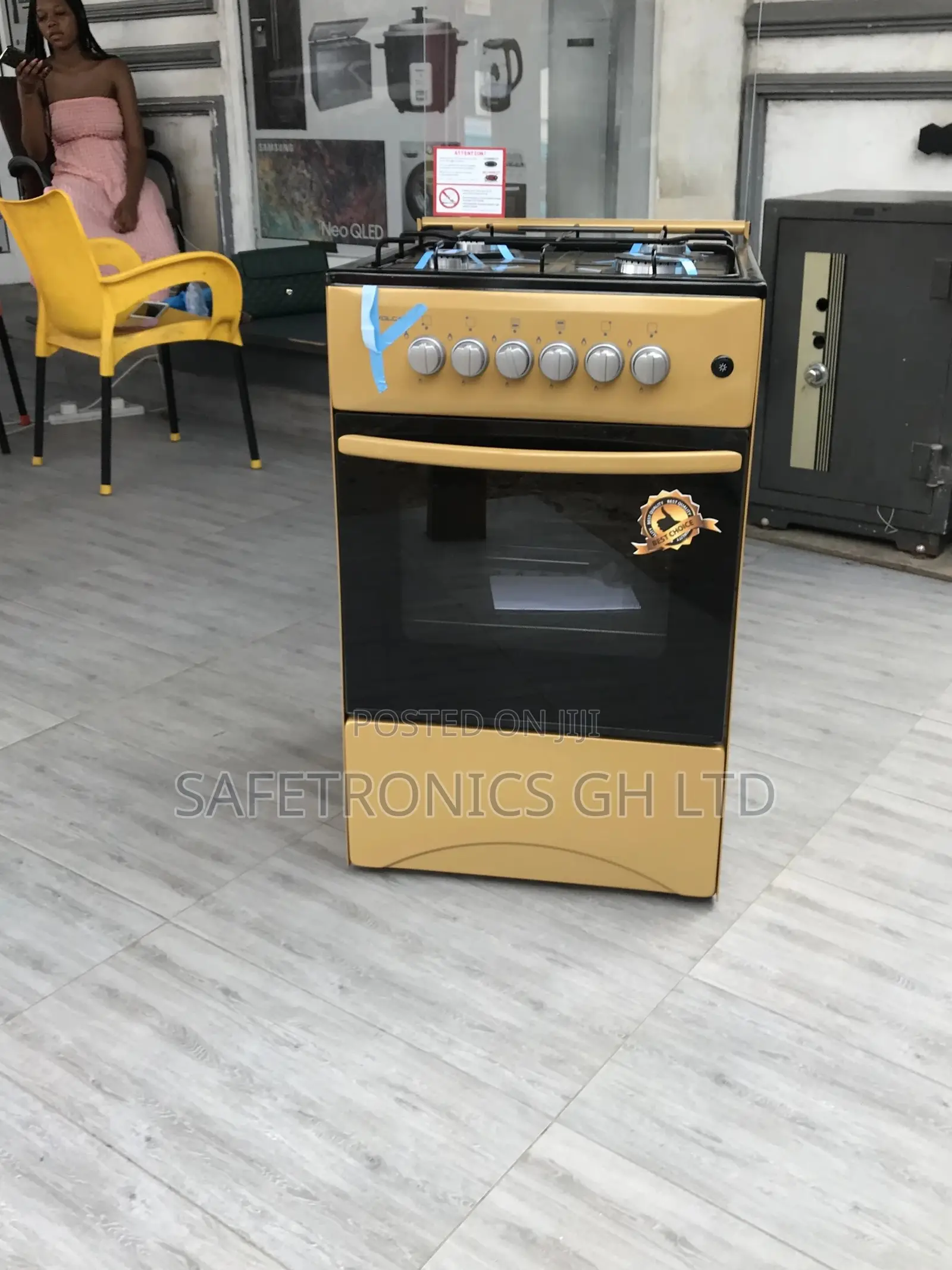 Glass Lid Oven With Grill Volcano 50x50 4 Gas Cooker Gold