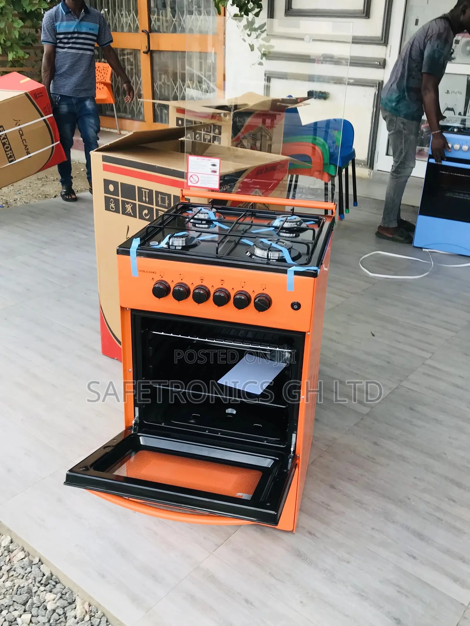 Glass Lid Oven With Grill Volcano Orange 4 Gas Cooker 50x50