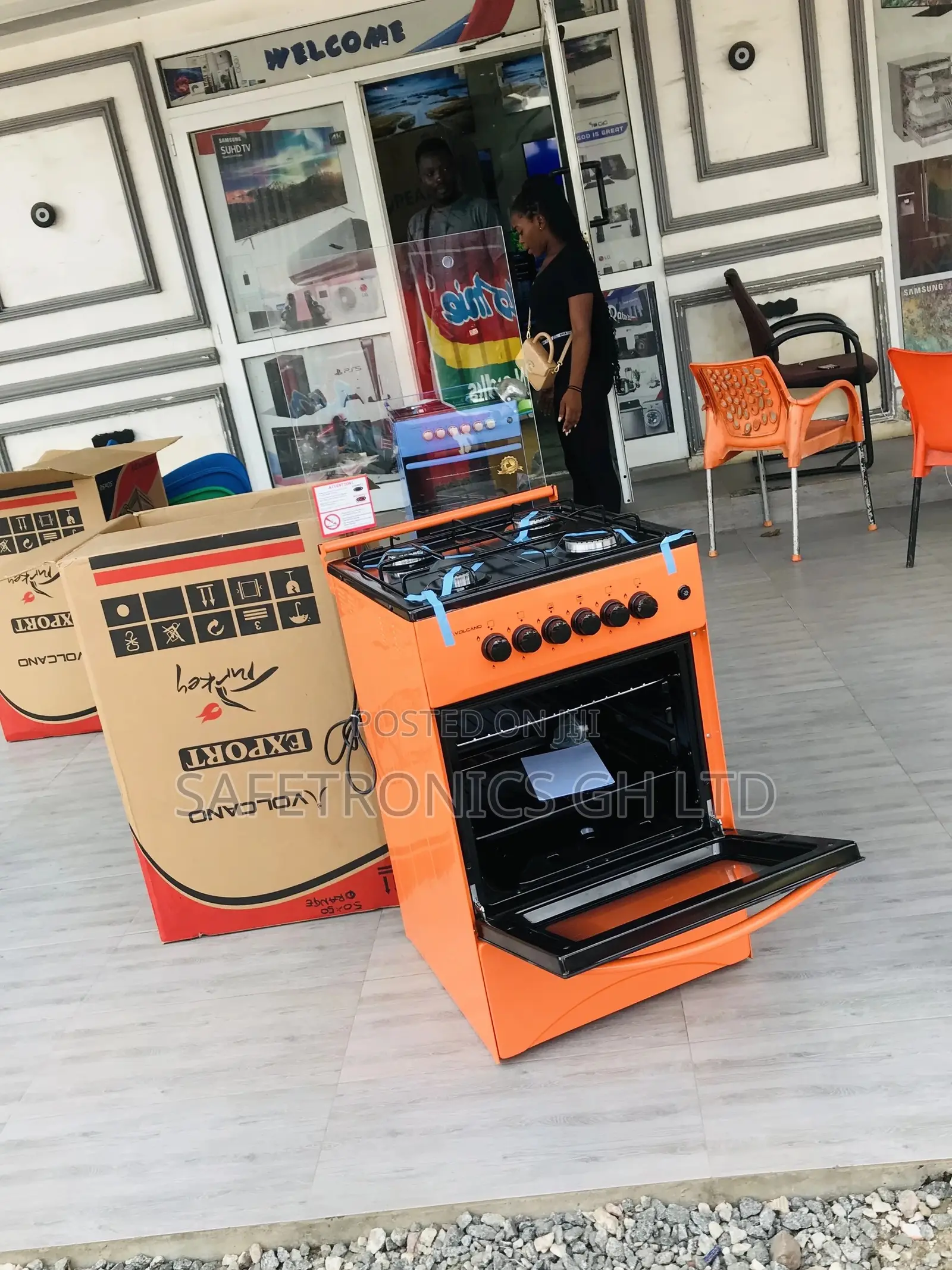50x50 Orange Volcano 4 Gas Cooker Oven With Grill
