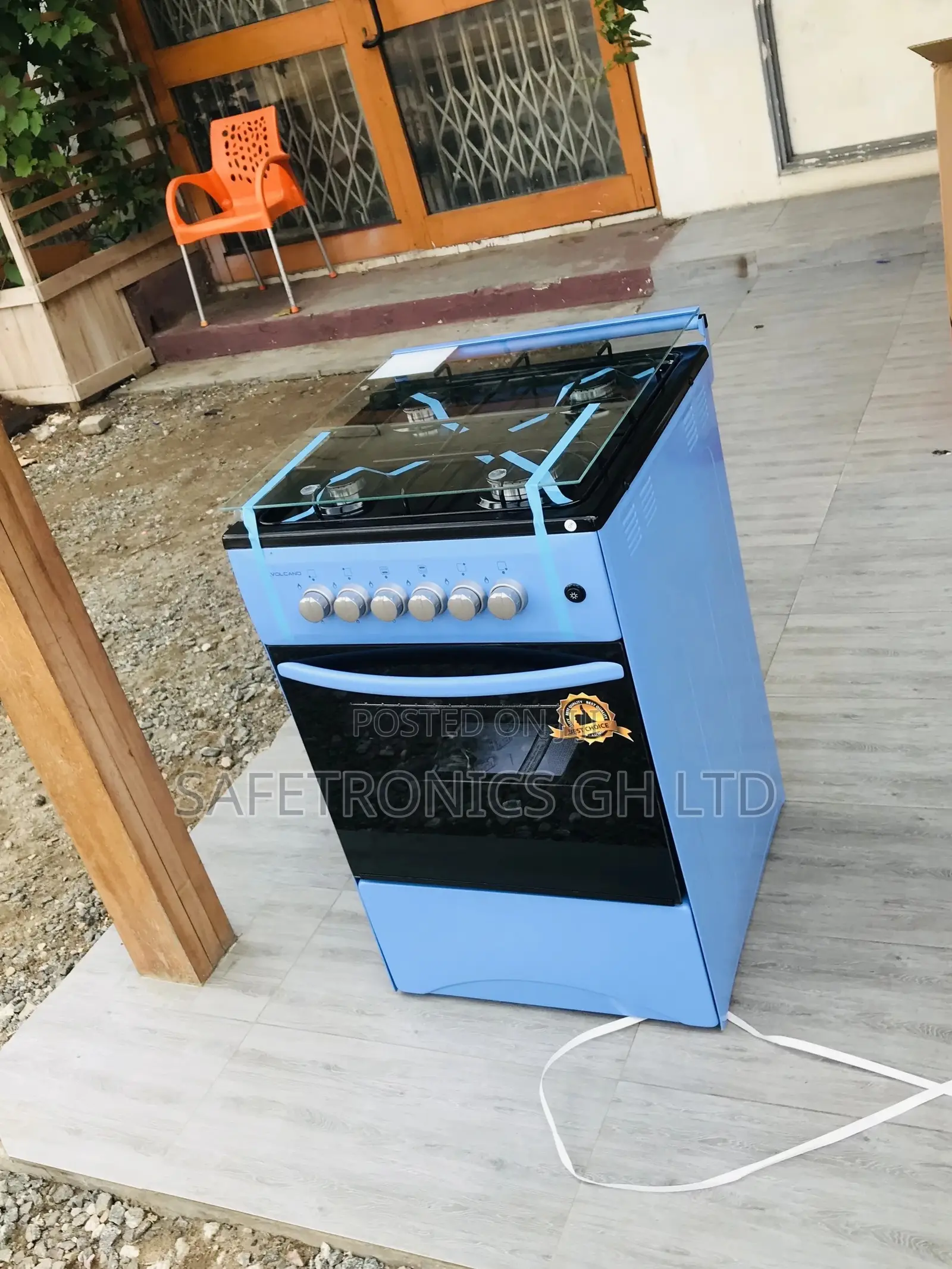 50x50 Volcano Glass Lid Oven With Grill Blue 4 Gas Cooker