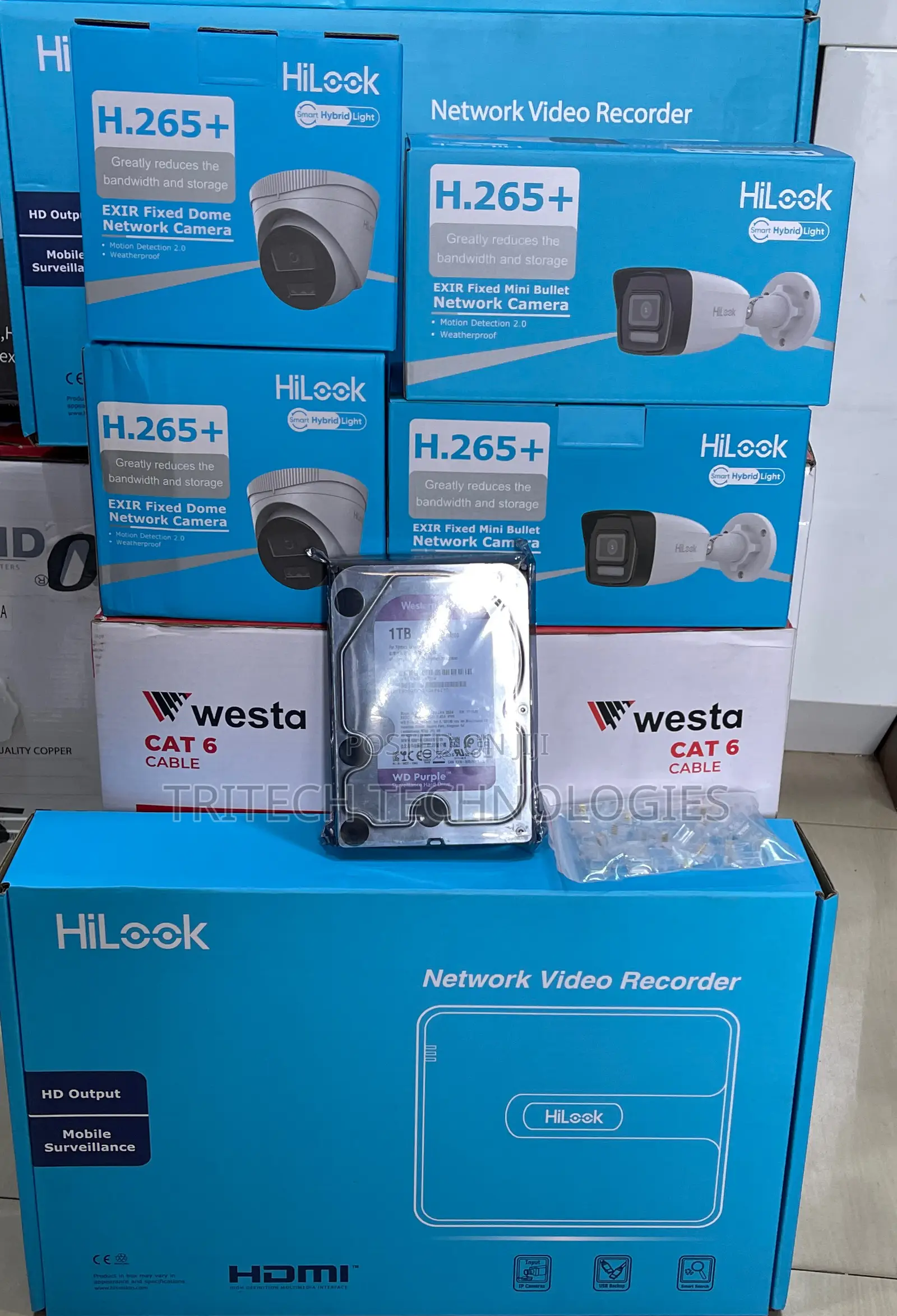 Hilook NVR 4ch 2MP(Full Color)+ Sound Complete KIT + 1tb HDD