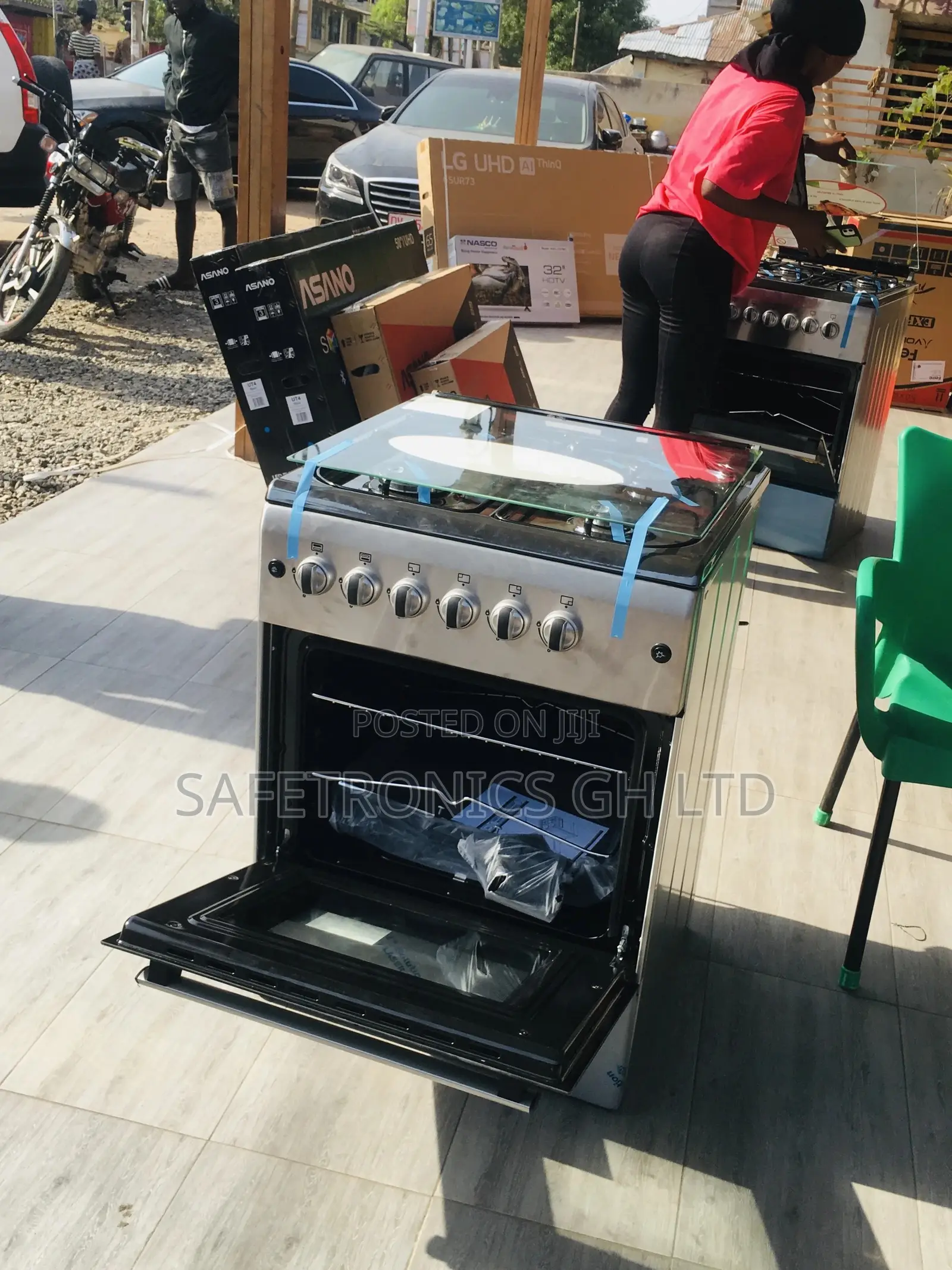 60x60 Oven With Grill Gray Ferre 4 Gas Burner Glass Lid