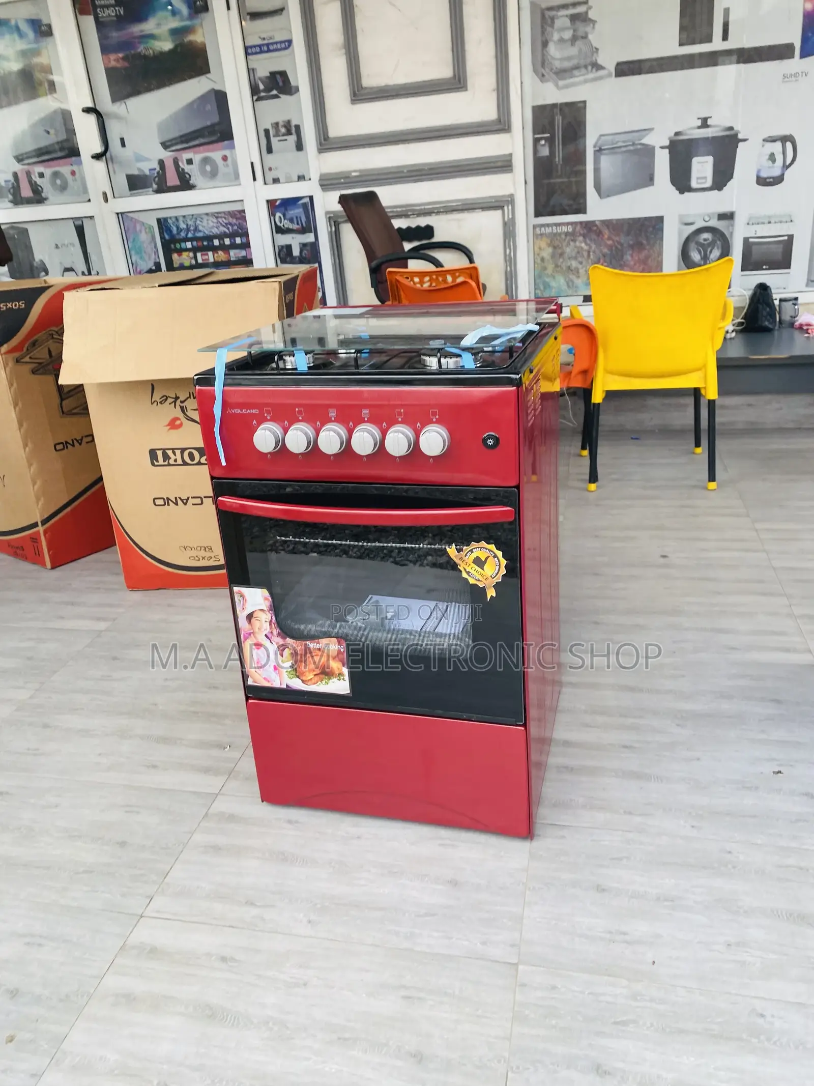 Sleek Volcano 50x50 4 Gas Burner With Oven(Red).