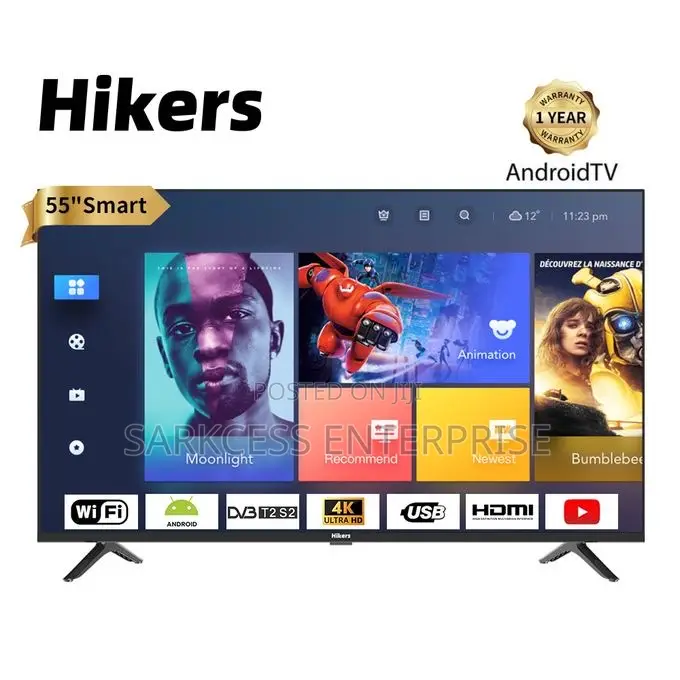 Hikers 55'' Inch Frameless Android Smart Led TV - Black