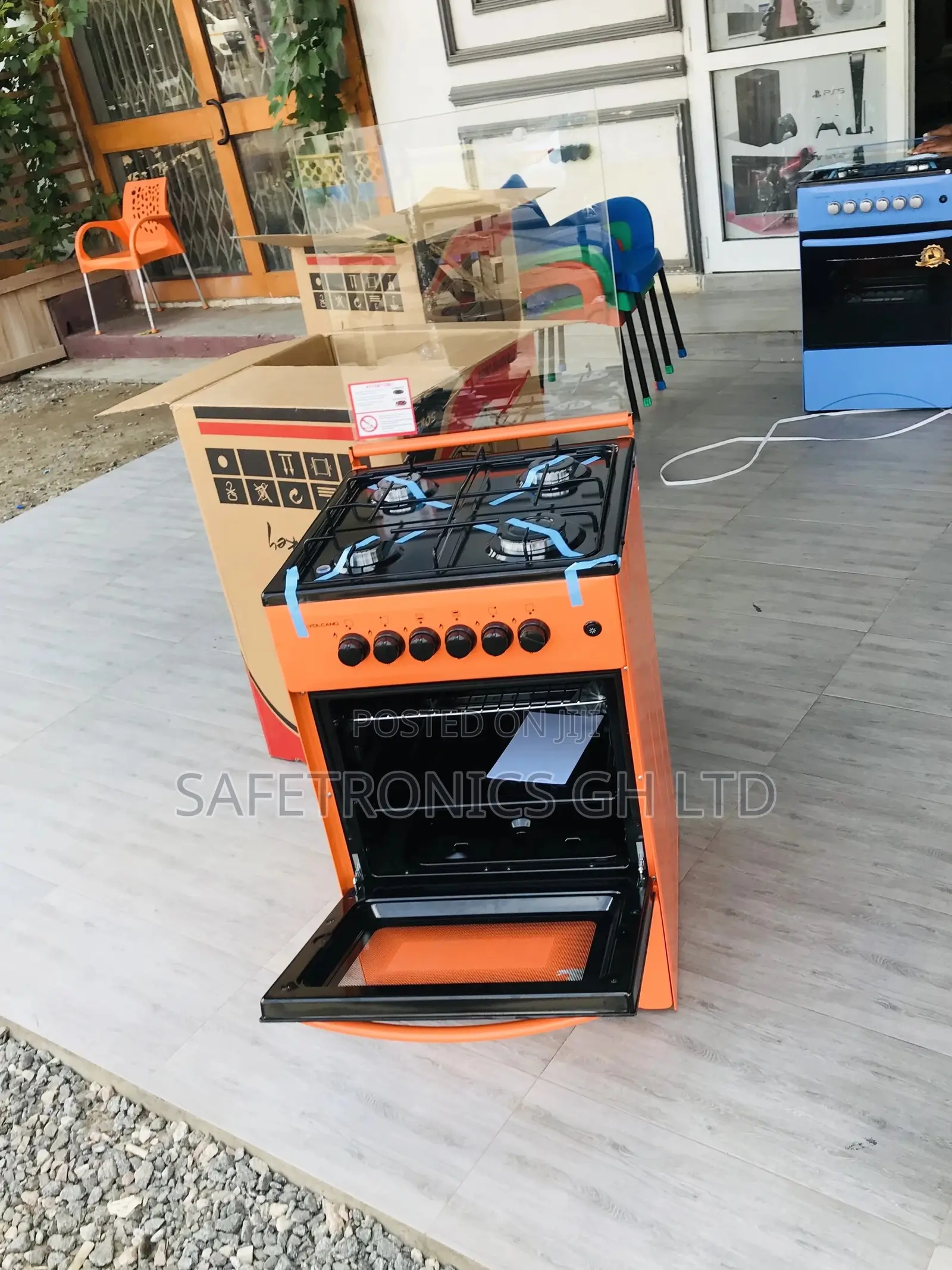 Glass Lid 4 Gas Cooker Oven With Grill 50x50 Volcano