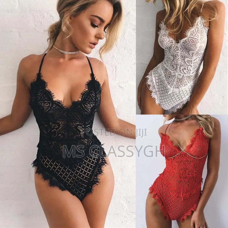 Sexy Lace Deep v Bodysuit Soft Lingerie