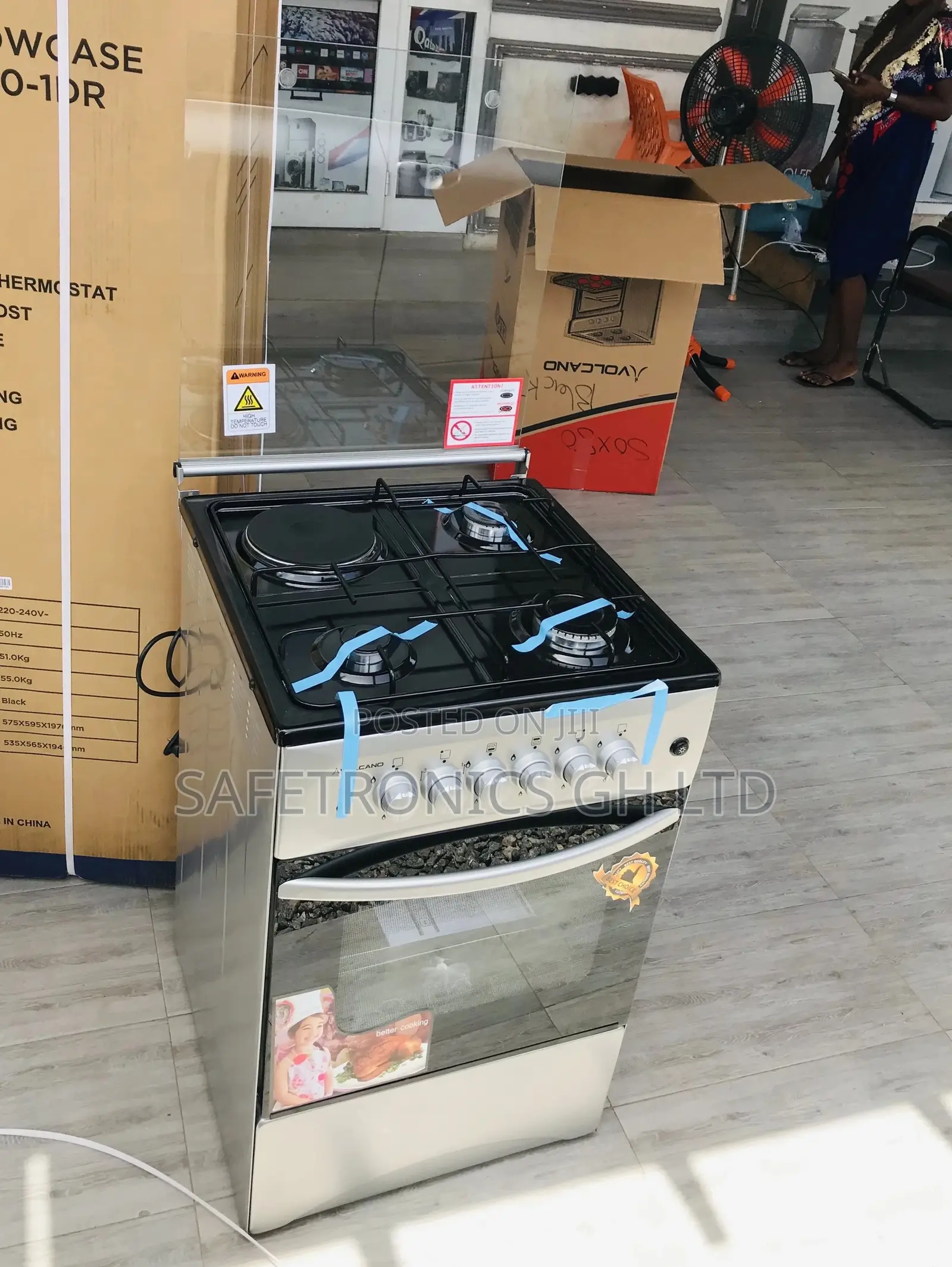 Glass Lid 50x50 Oven With Grill 3+1 Cooker Volcano Gray