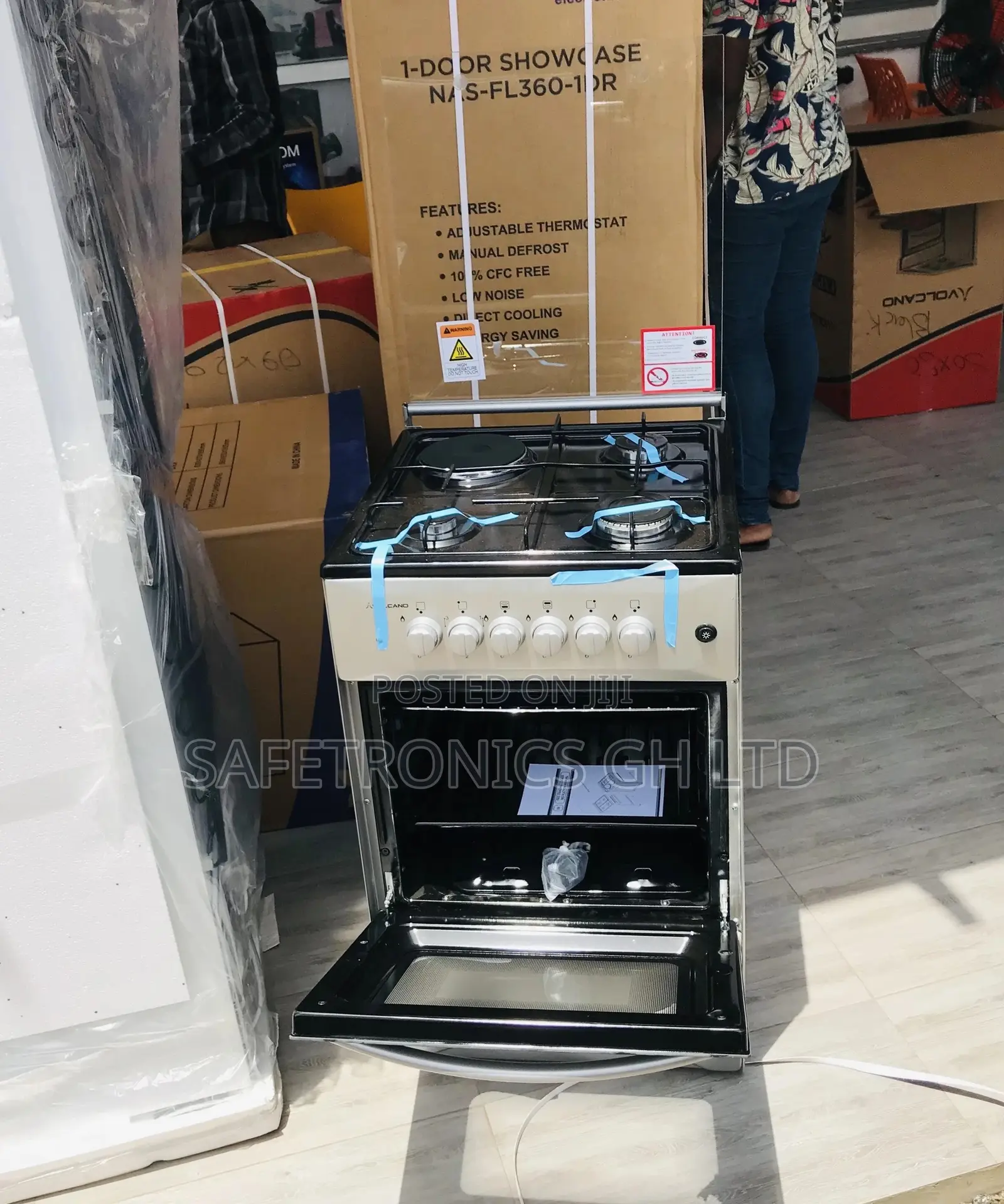 50x50 1 Electric 3 Gas Cooker Oven With Grill Volcano Gray