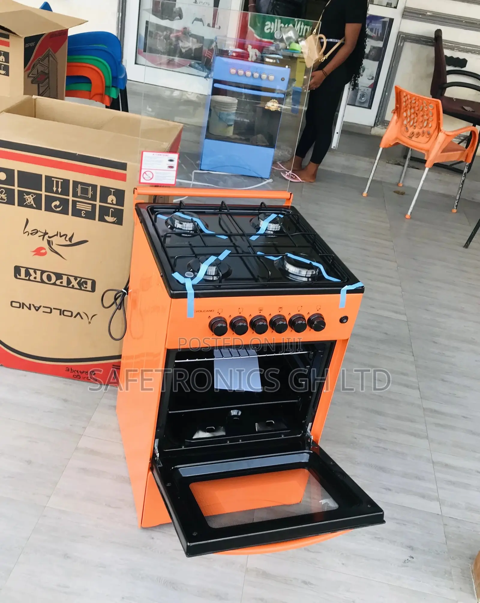 Glass Lid Oven With Grill Volcano 4 Gas Cooker 50x50