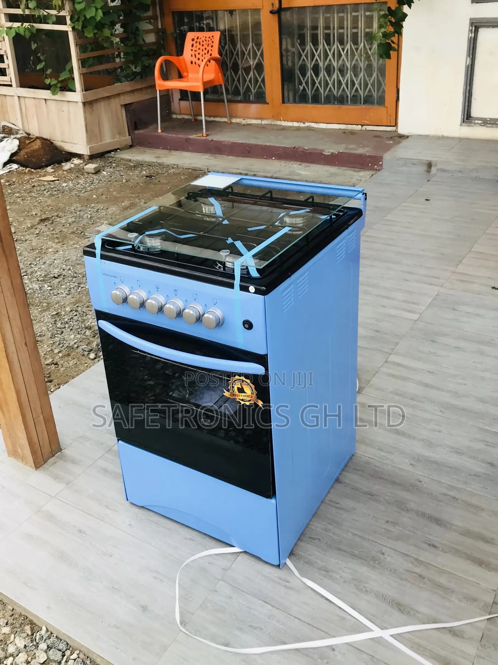 50x50 4 Sealed Gas Burner Oven With Grill Volcano Glass Lid