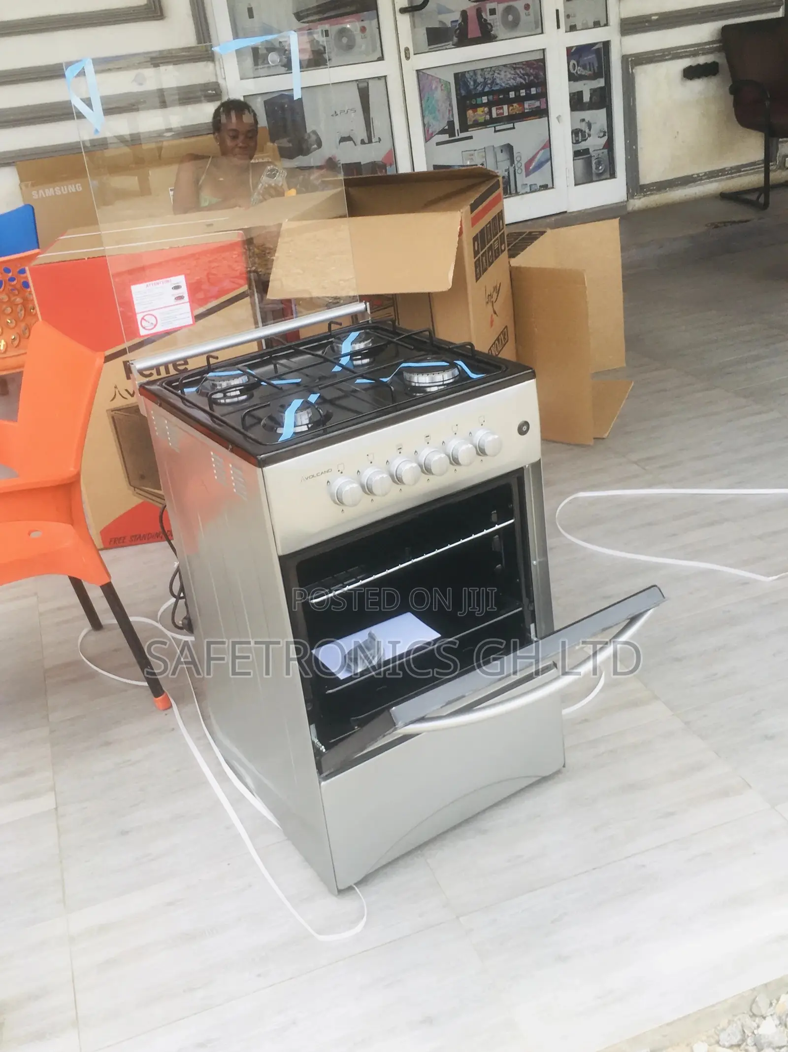 4 Gas Cooker Oven With Grill Volcano Glass Lid 50x50