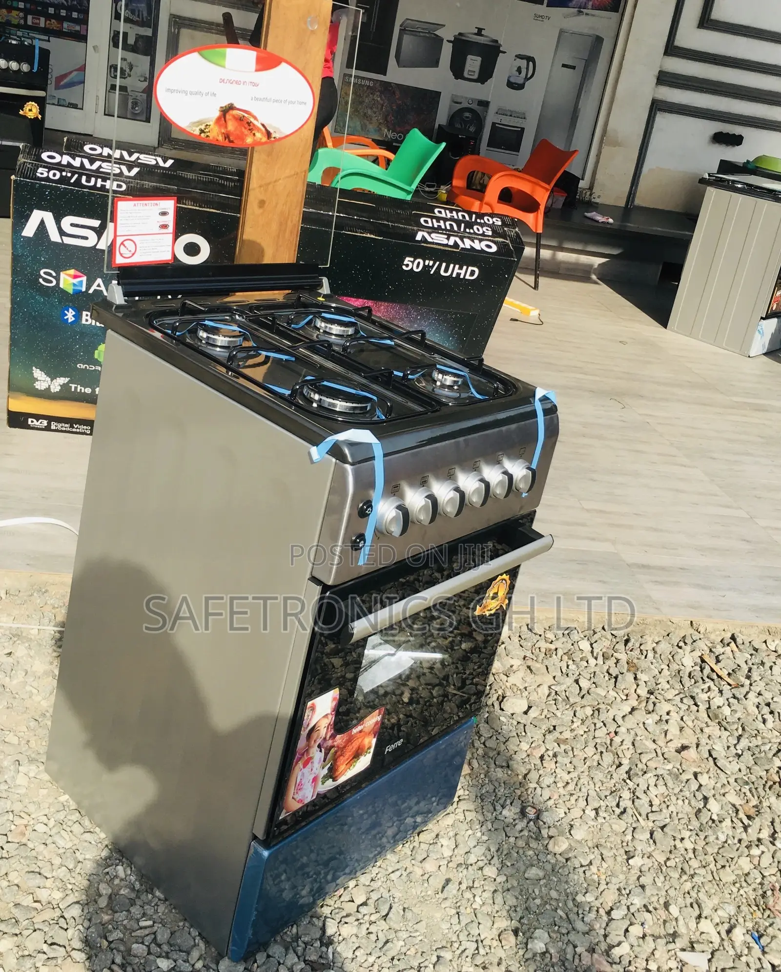 50x60 Oven With Grill Volcano Glass Lid 4 Gas Cooker