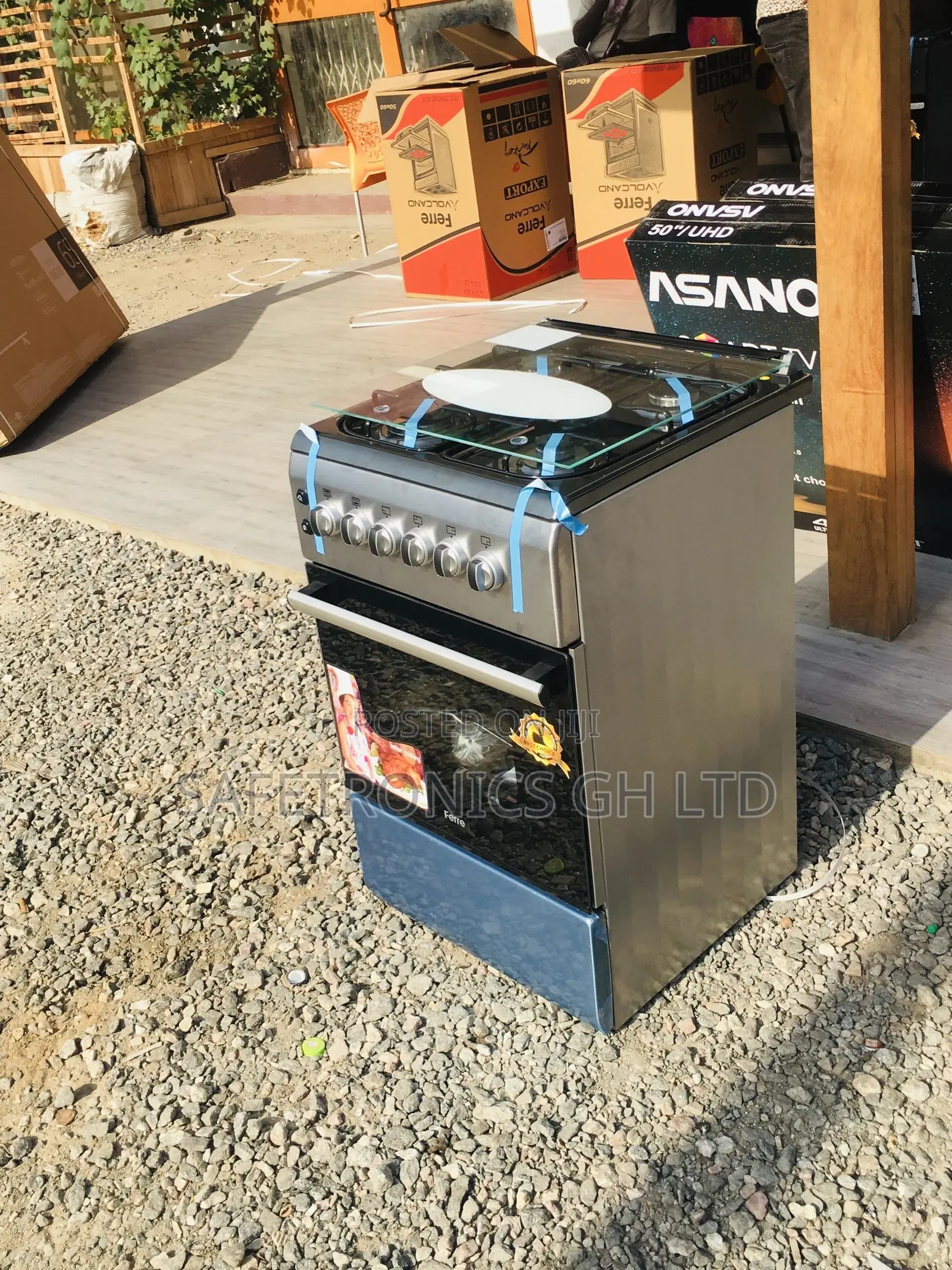 Oven With Grill Volcano 4 Gas Cooker Glass Lid 50x60
