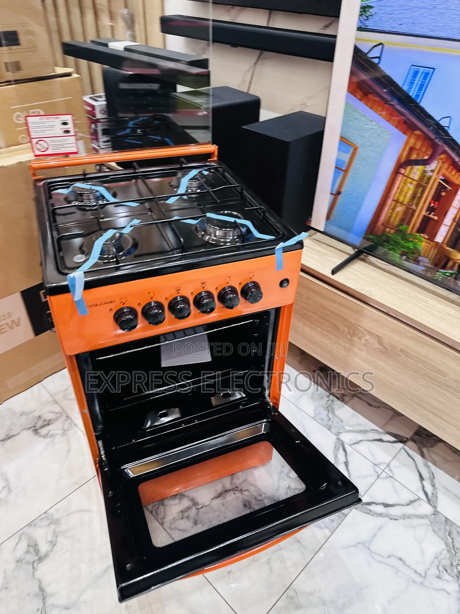 Zealous Sleek New Orange Gas Cooker Oven 50/50 4burner