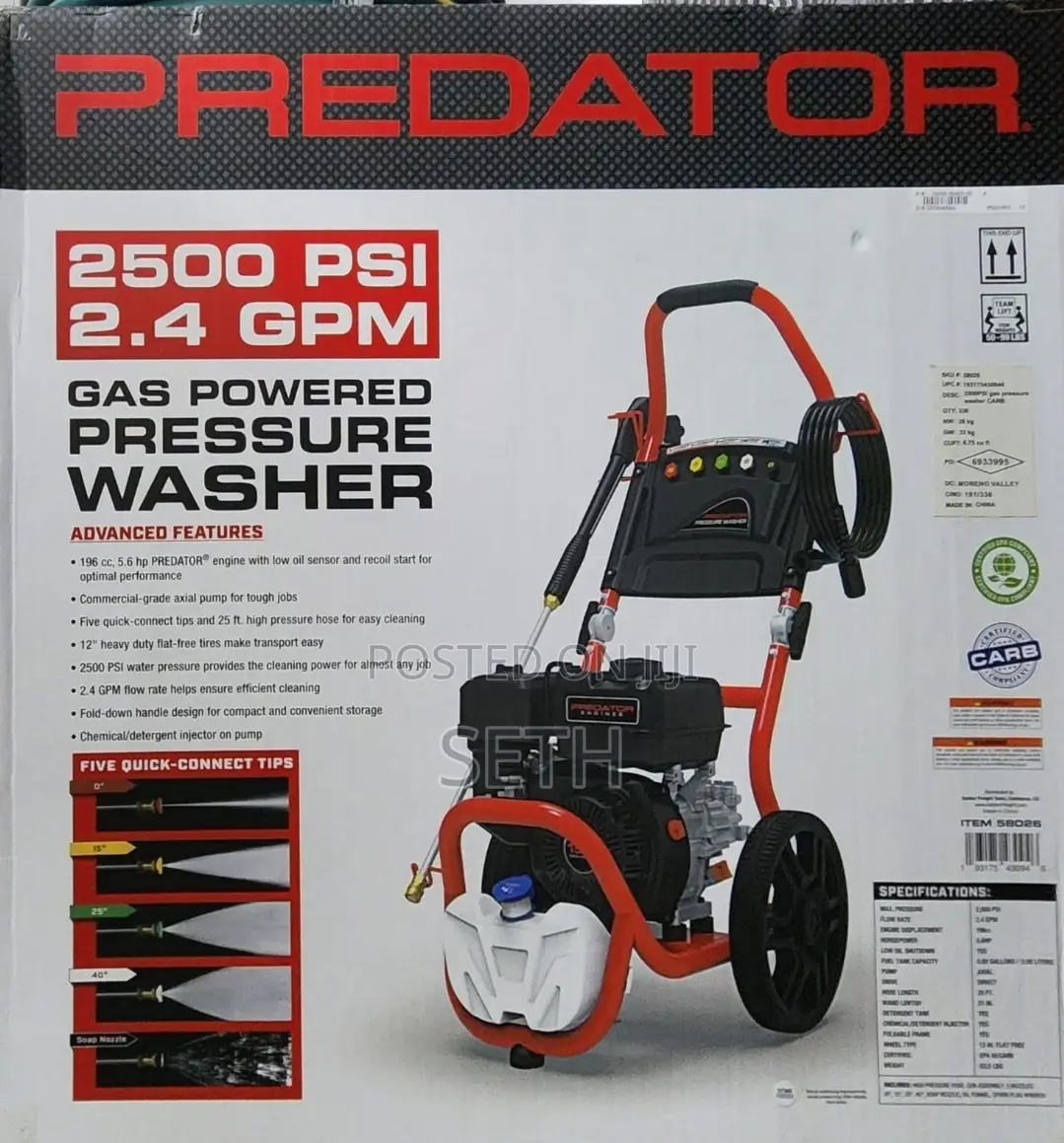 Predator Gas Powered Pressure Washer