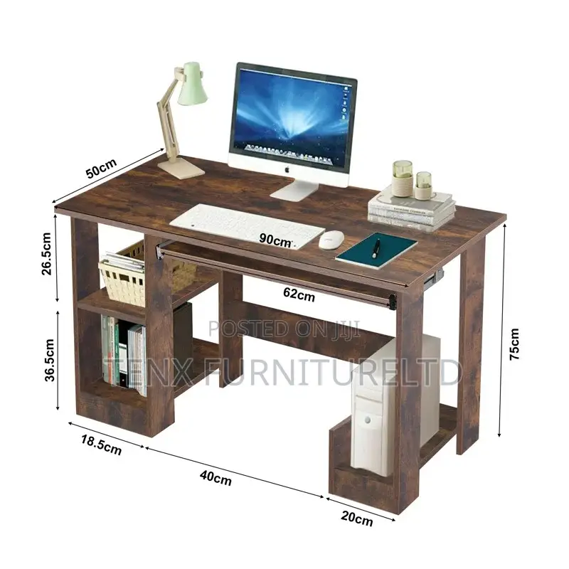 Computer Desk With Shelves (Mixedcolours)
