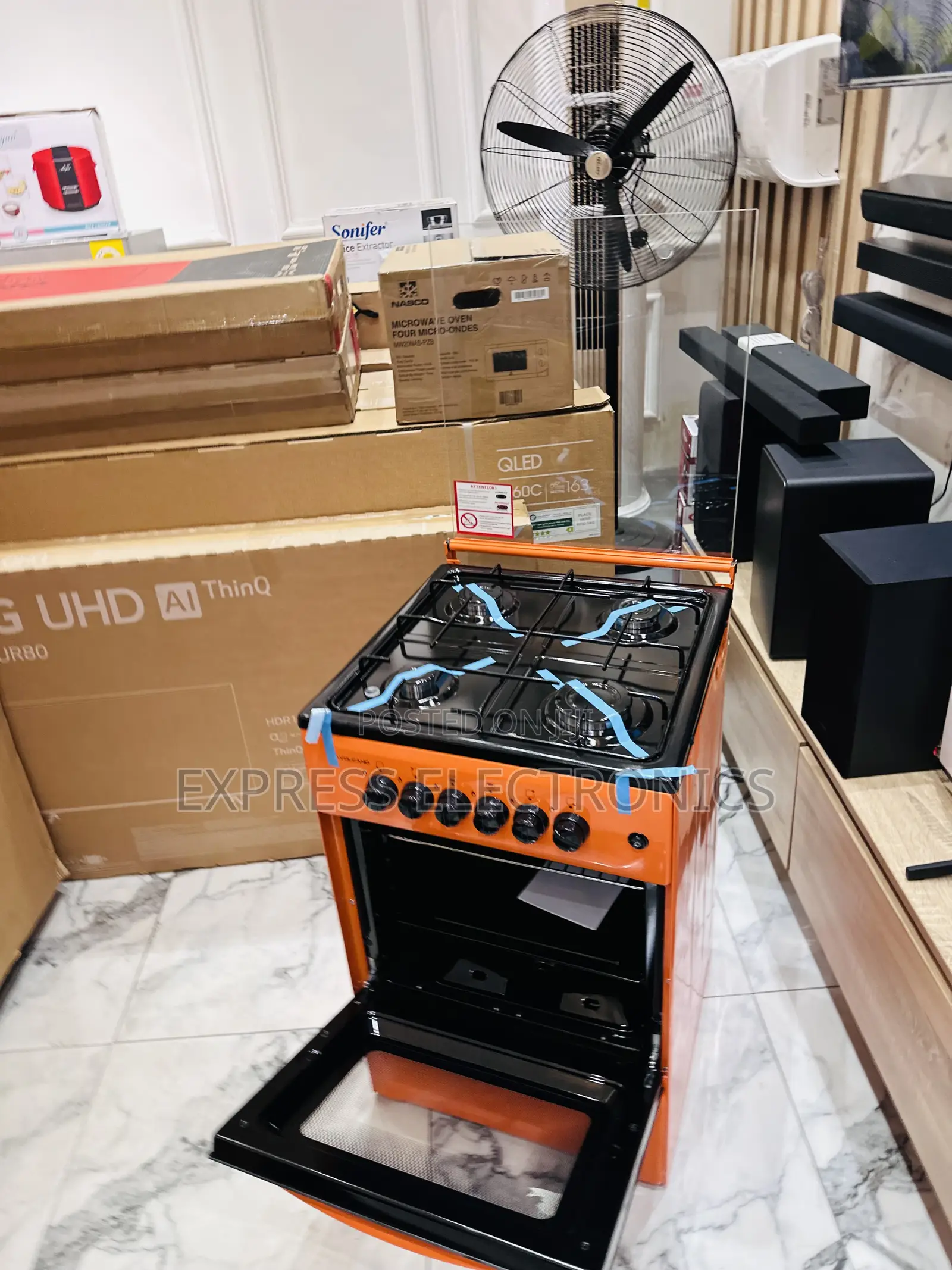 Quality Sleek New Orange 4burner Gas Cooker Oven 50/50