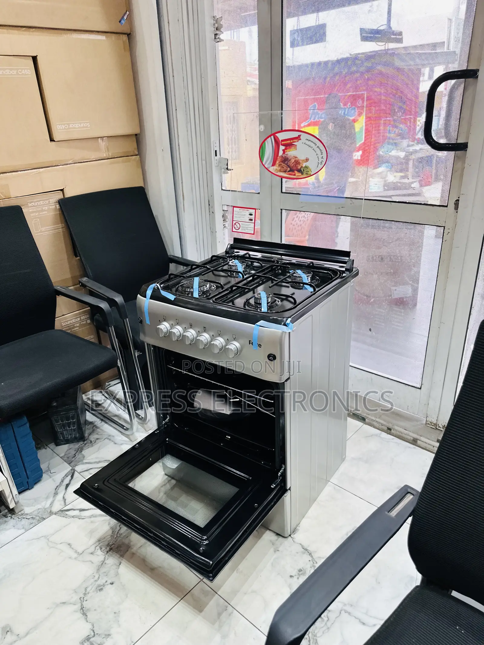 60/60 Gas Cooker Oven Grill 4burner 60/60 Sliver
