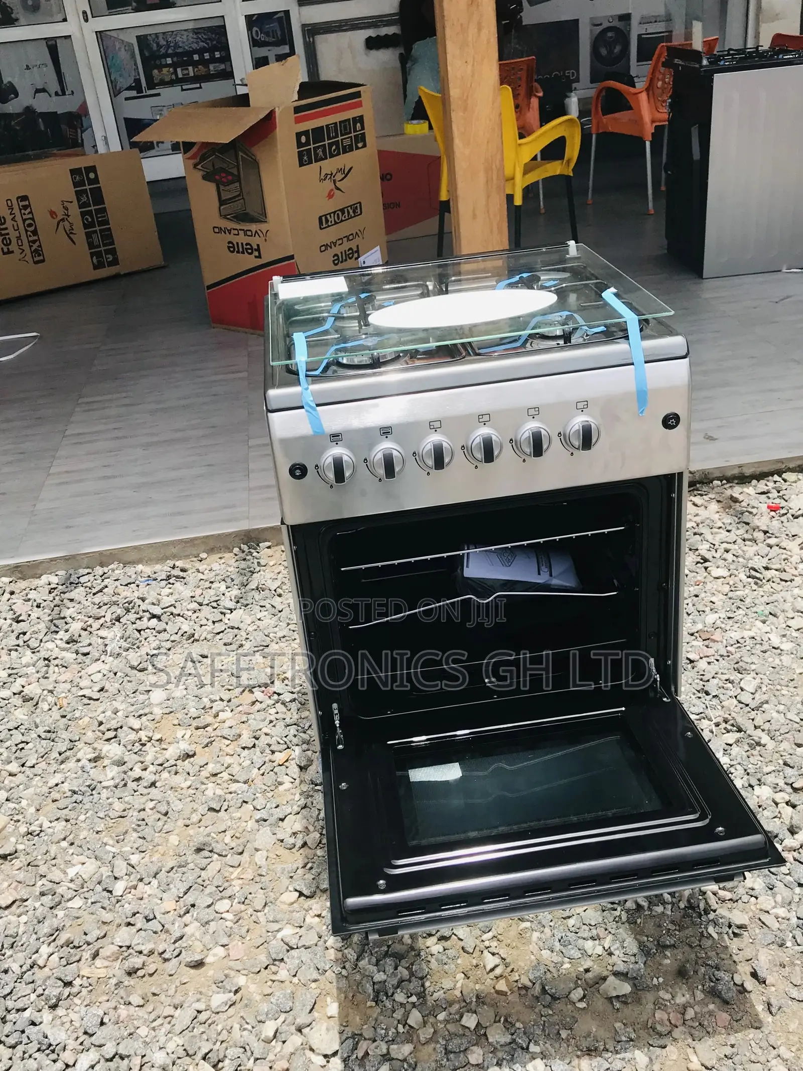 Glass Lid 4 Gas Cooker Oven With Grill Ferre Gray