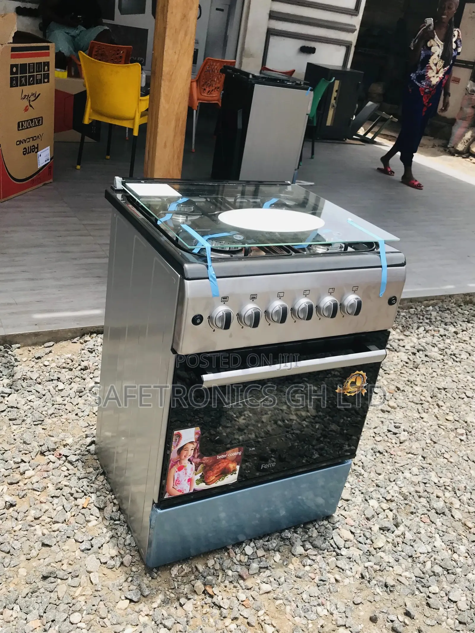 4 Gas Cooker Oven With Grill Ferre 60x60 Gray Glass Lid