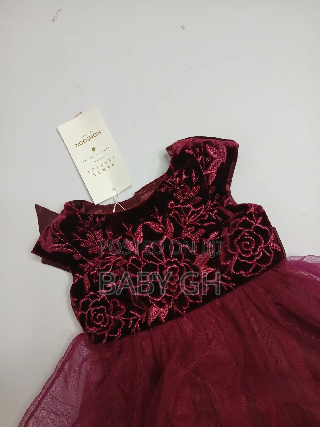 Moonsoon Wine Tutu Dress With a Floral Bodice for Kids