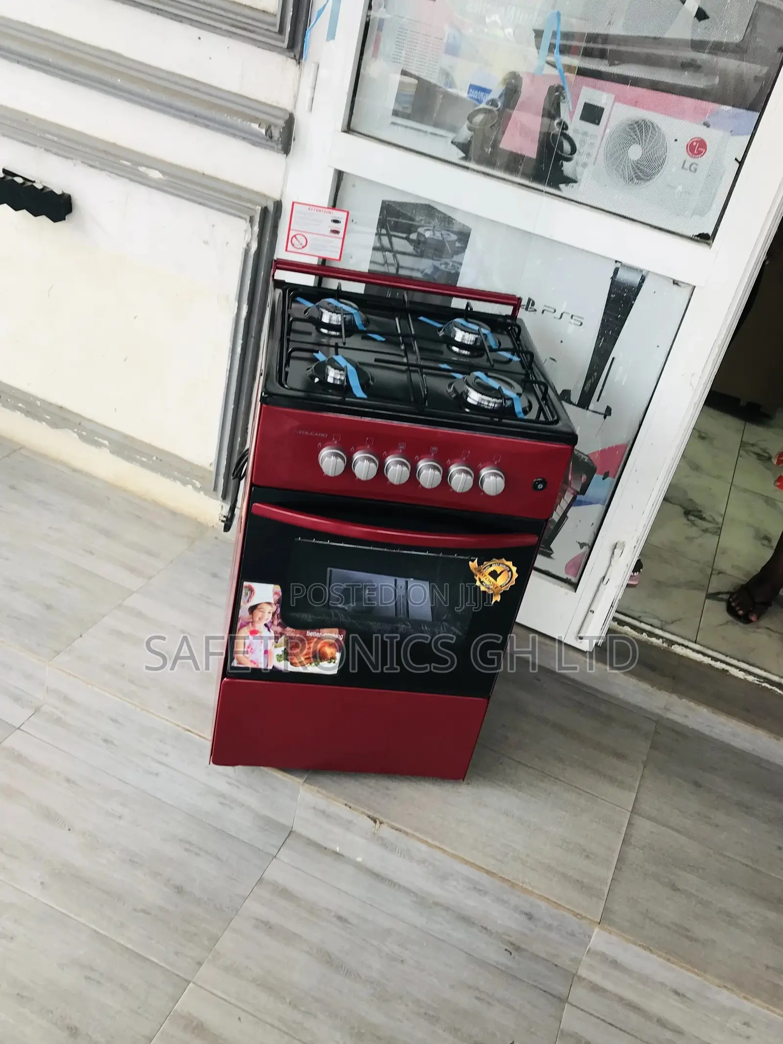 50x50 Volcano Red 4 Gas Cooker Oven With Grill