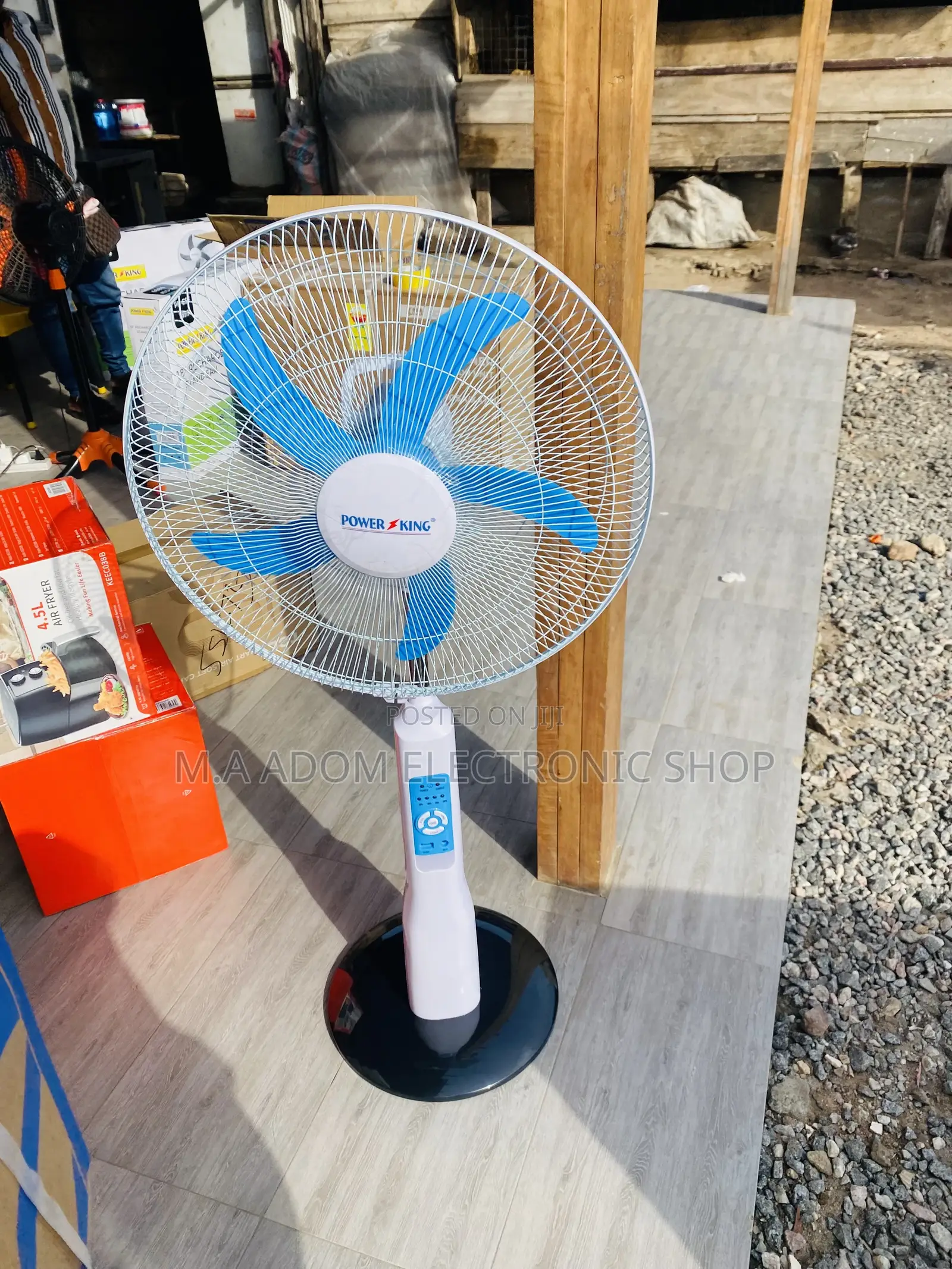 Original Power King Rechargeable Standing Fan With Remote