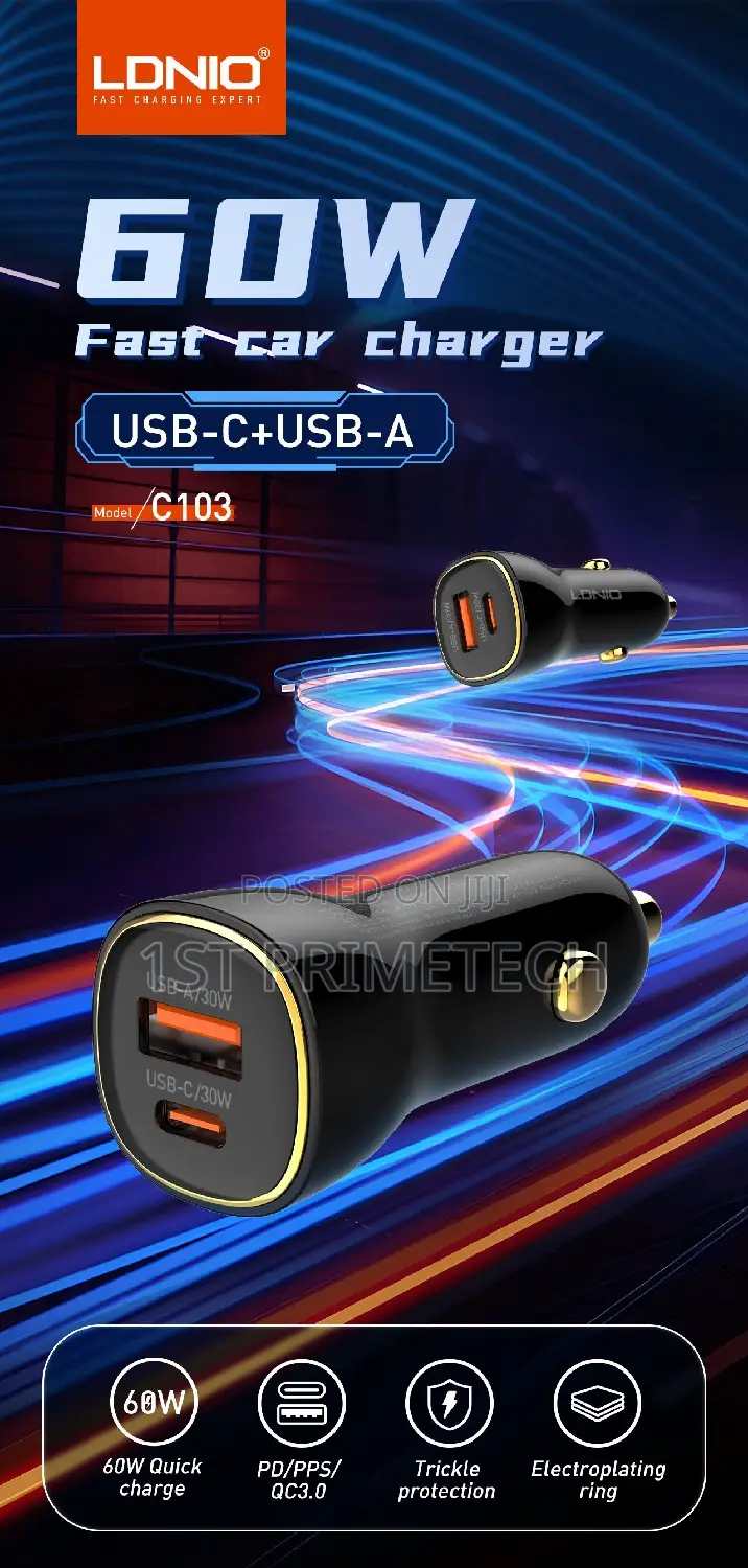 Ldnio Pd30w+Qc30w Type-C Car Charger (