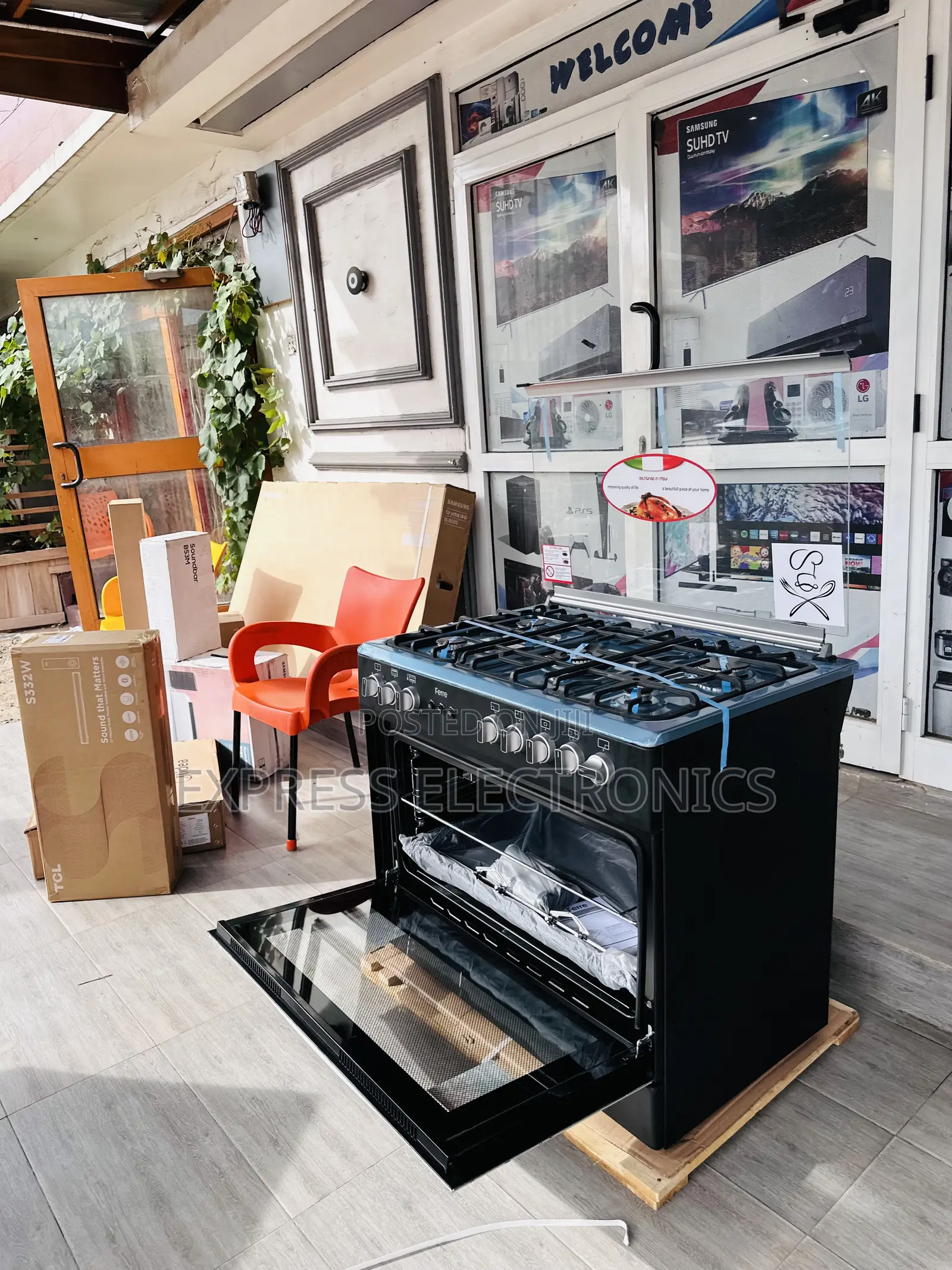 High Quality Black Stove Oven 5burner 60/90 Ignition