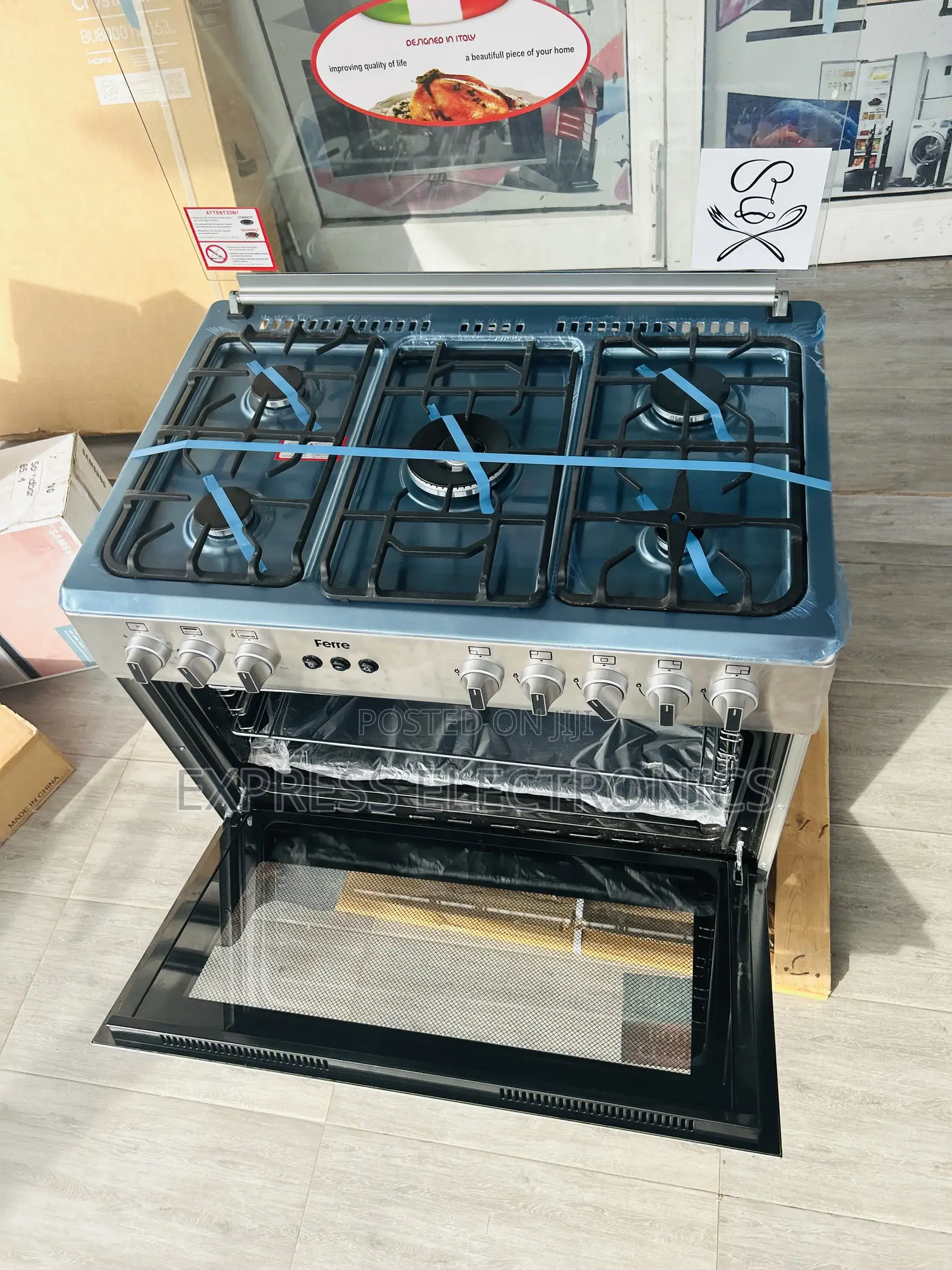 5burner Gas Cooker Oven 60/90 Sliver Rotisserie 60/90