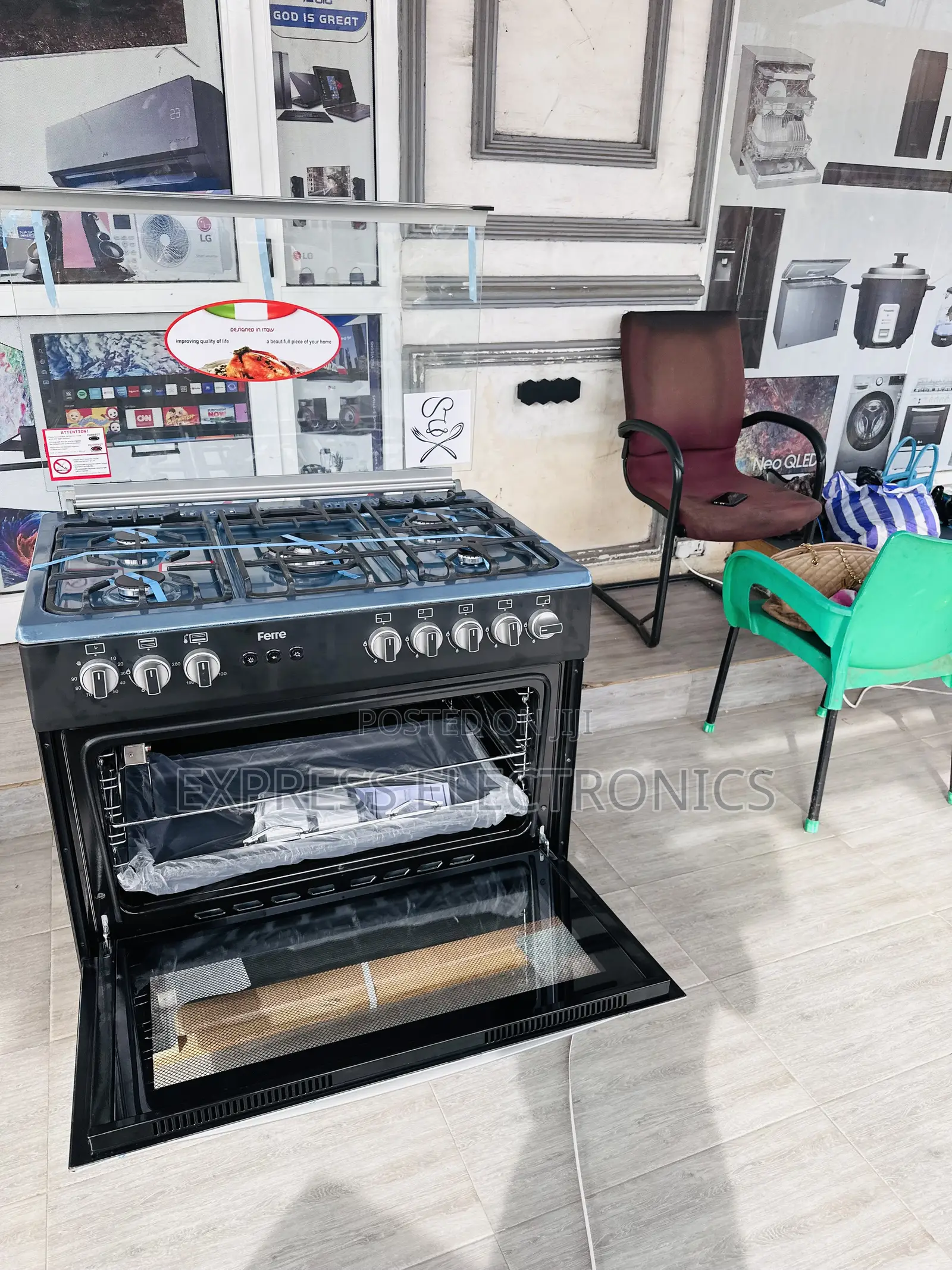 Purchase the Best Ferre Gas Cooker 5burner Oven Rotisserie
