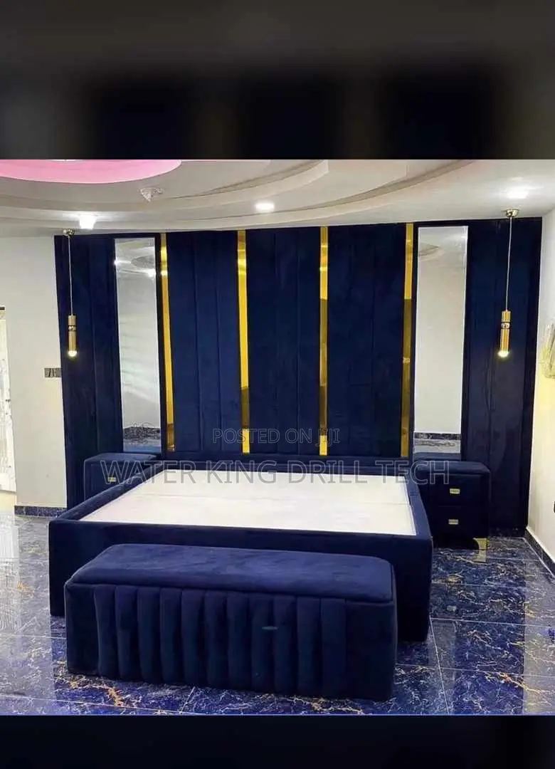 King Size Bed Frames With Side Drawers, Mirror And Ottoman