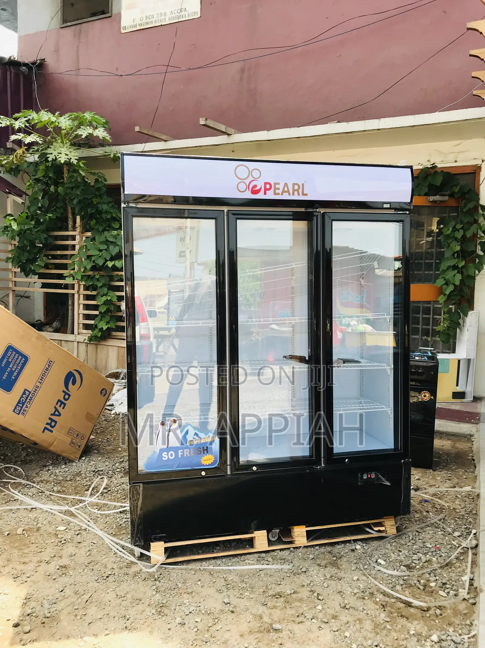 Reliable Pear PVC-150 3 Door Electric Beverage Cooler.