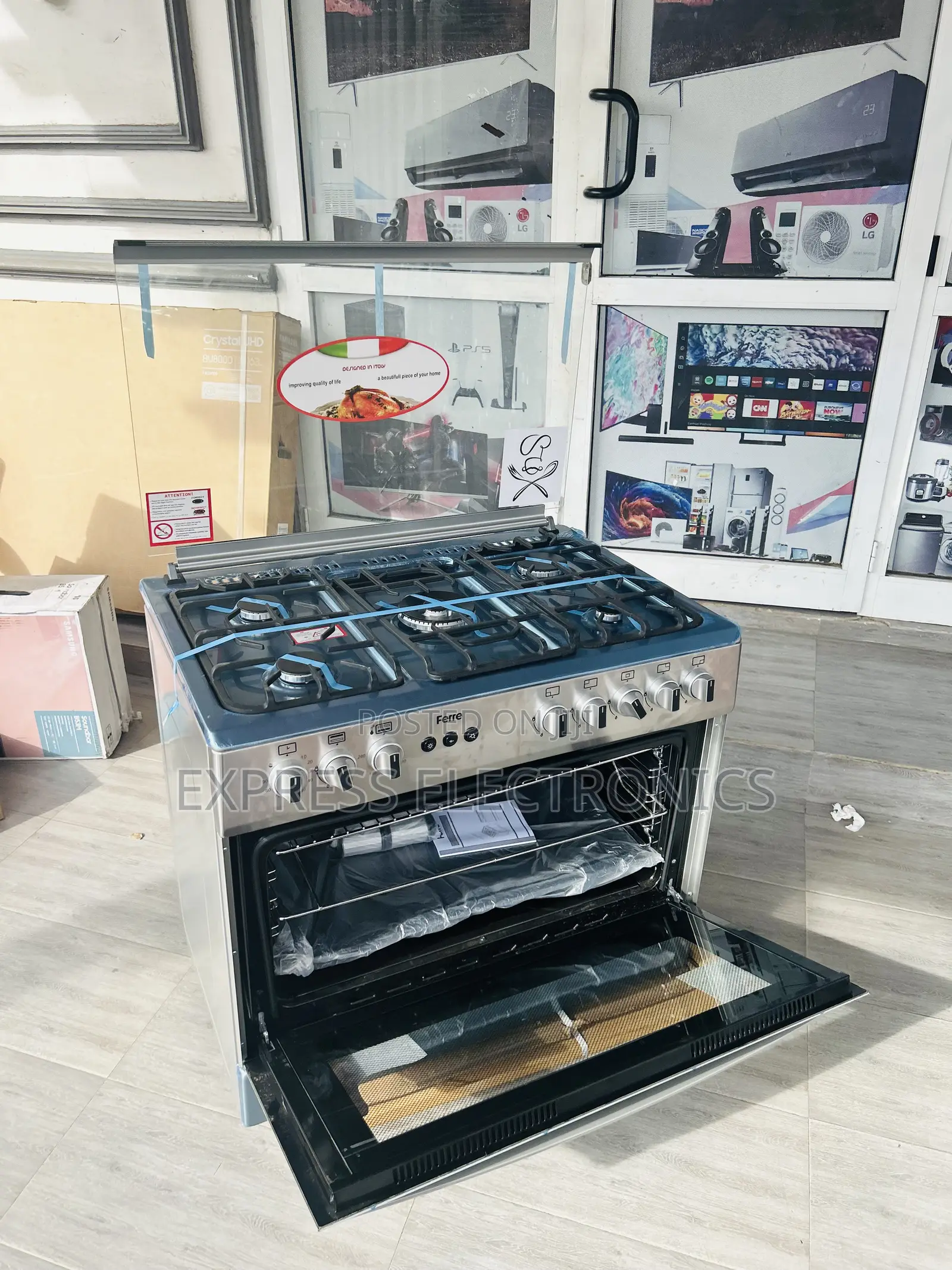 Get a New Sliver 60/90 Gas Cooker Oven 5burner Best Sale