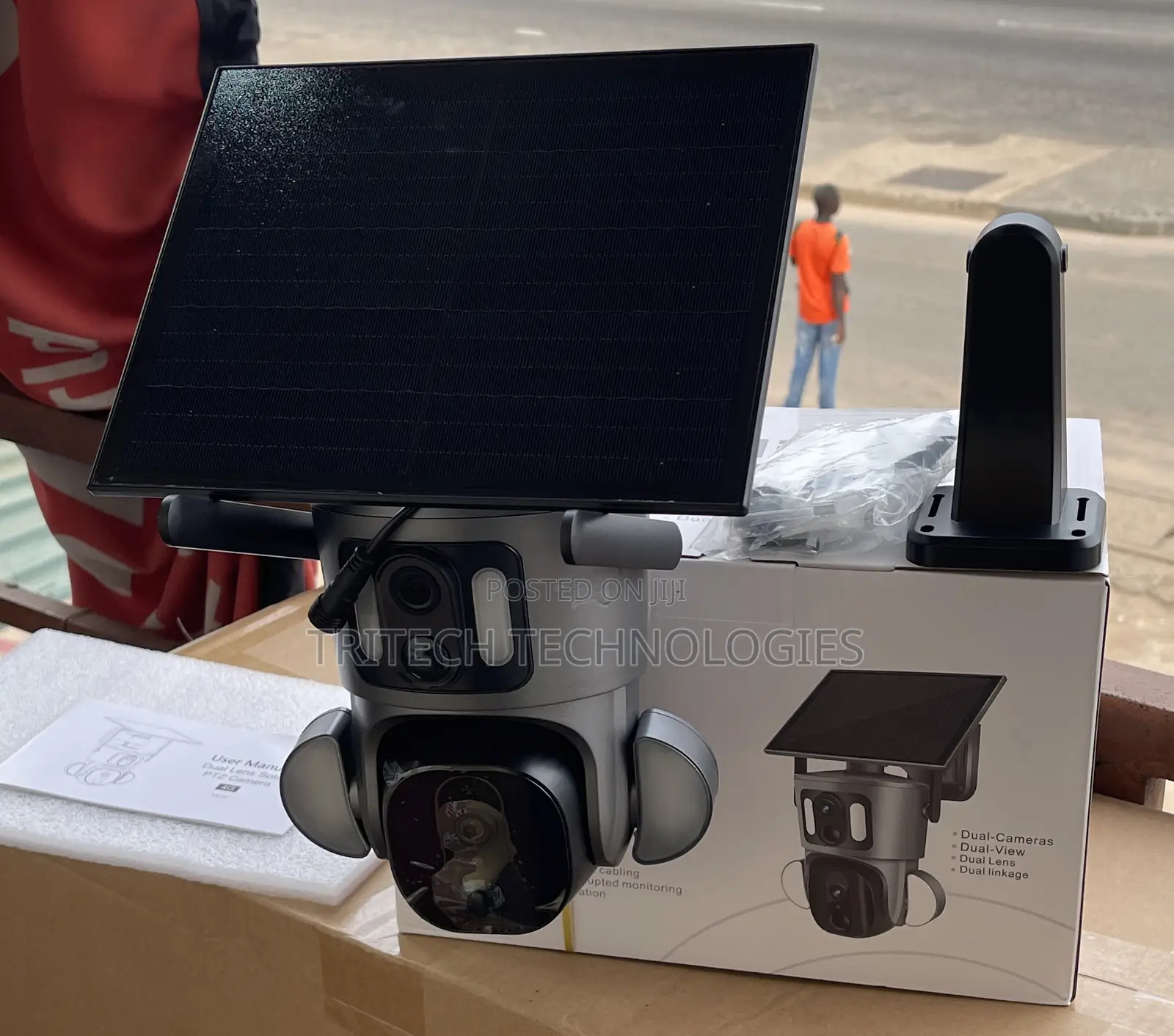 4g Dual Lens Solar PTZ Camera Floodlights (4mp) Ubox App