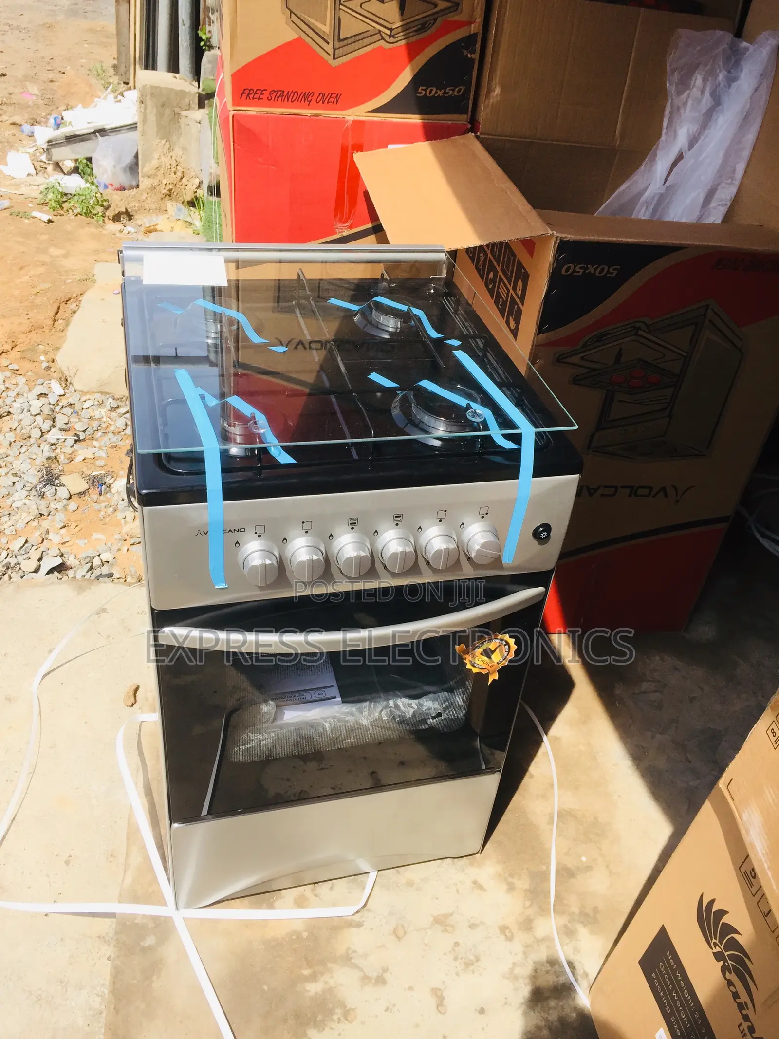Available Now Sliver Volcano 4burner Gas Cooker Oven 50/50
